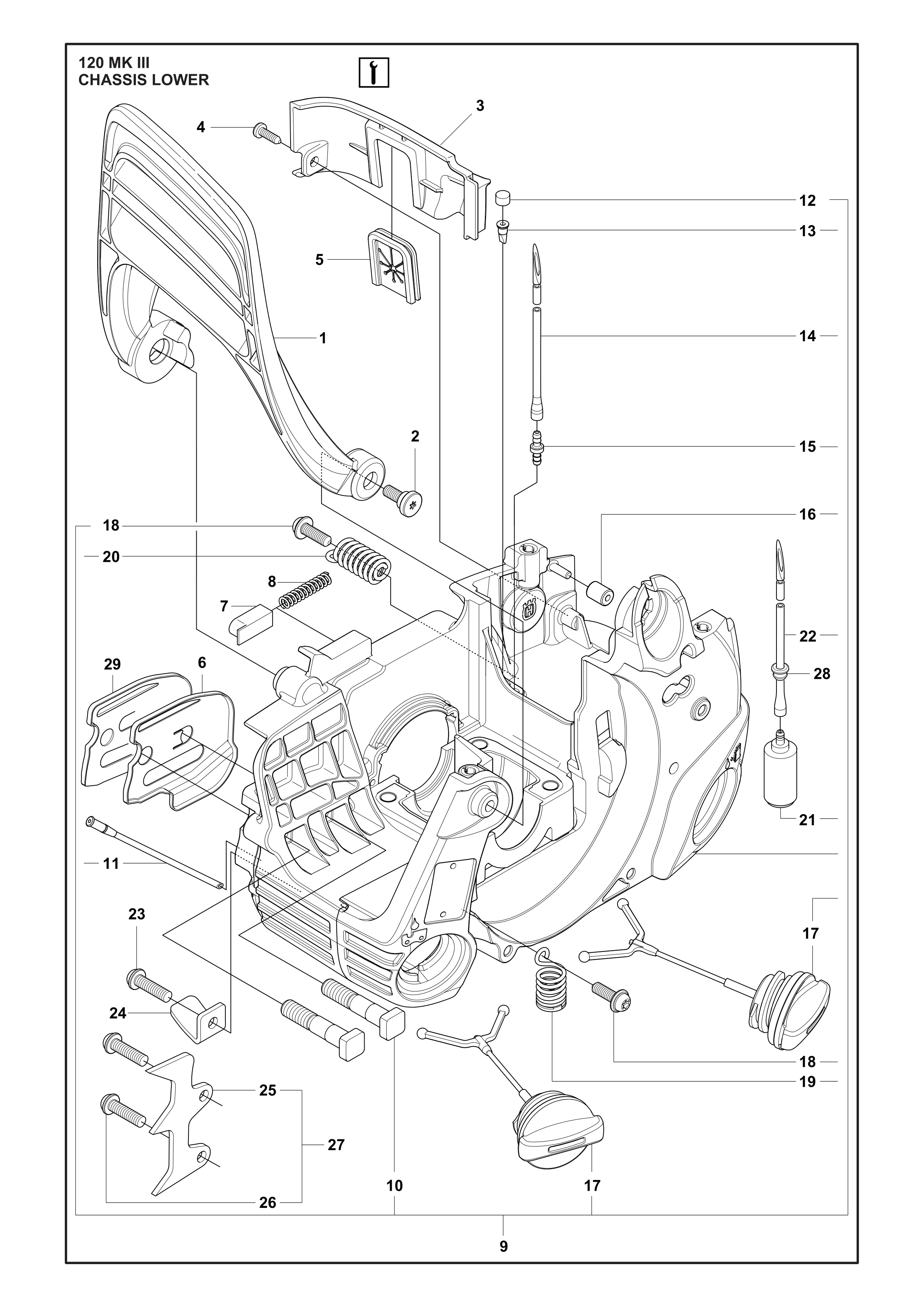 Despiece de CHASIS INFERIOR — Motosierra 120