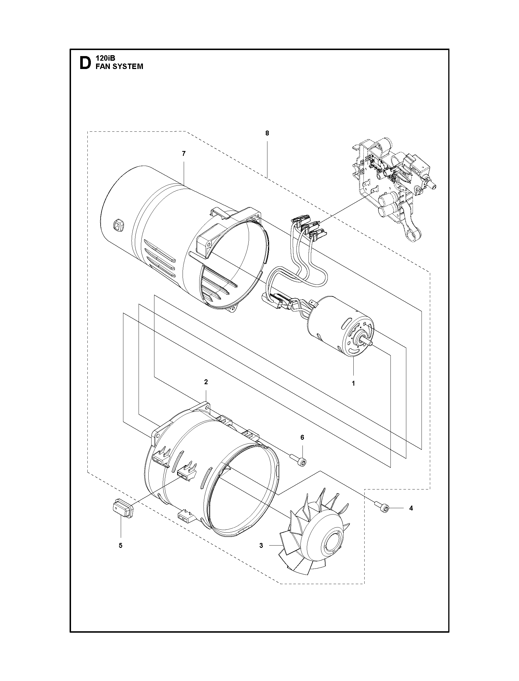 Despiece de VENTILADOR — Sopladora a batería 120iB
