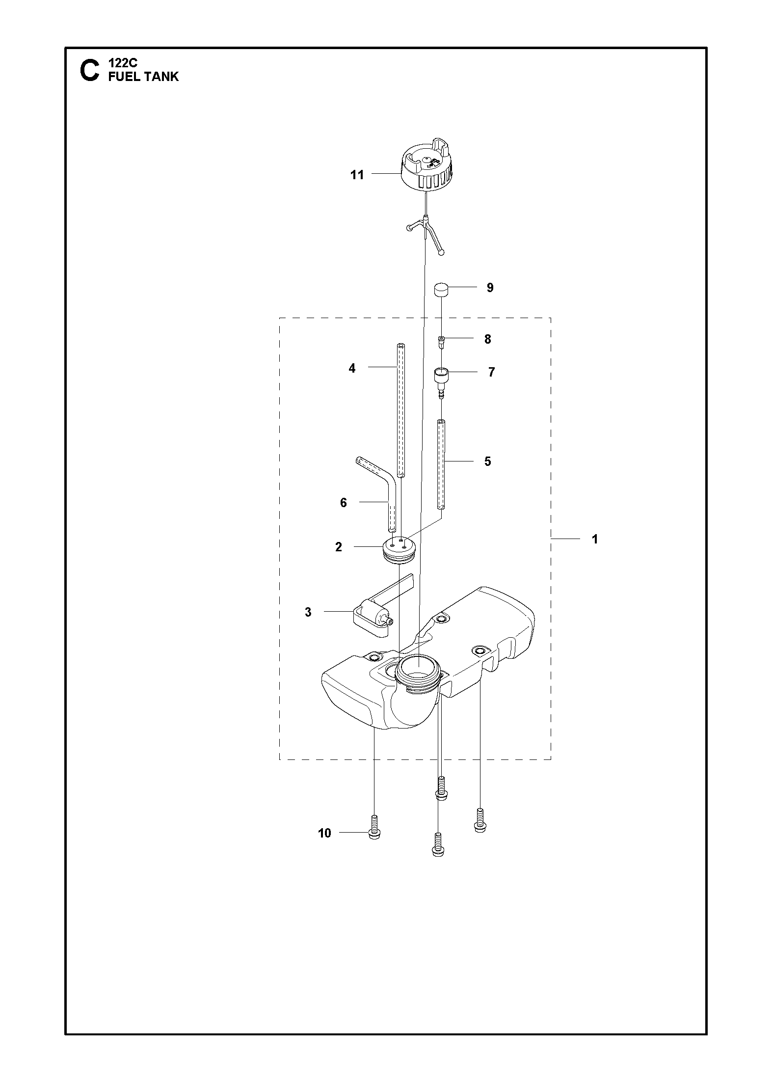 Despiece de DEPOSITO DE COMBUSTIBLE — Bordeadora 122C