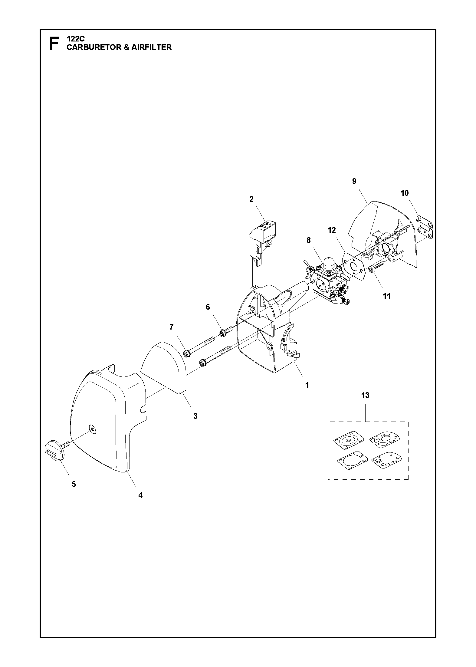Despiece de CARBURADOR & FILTRO DE AIRE — Bordeadora 122C