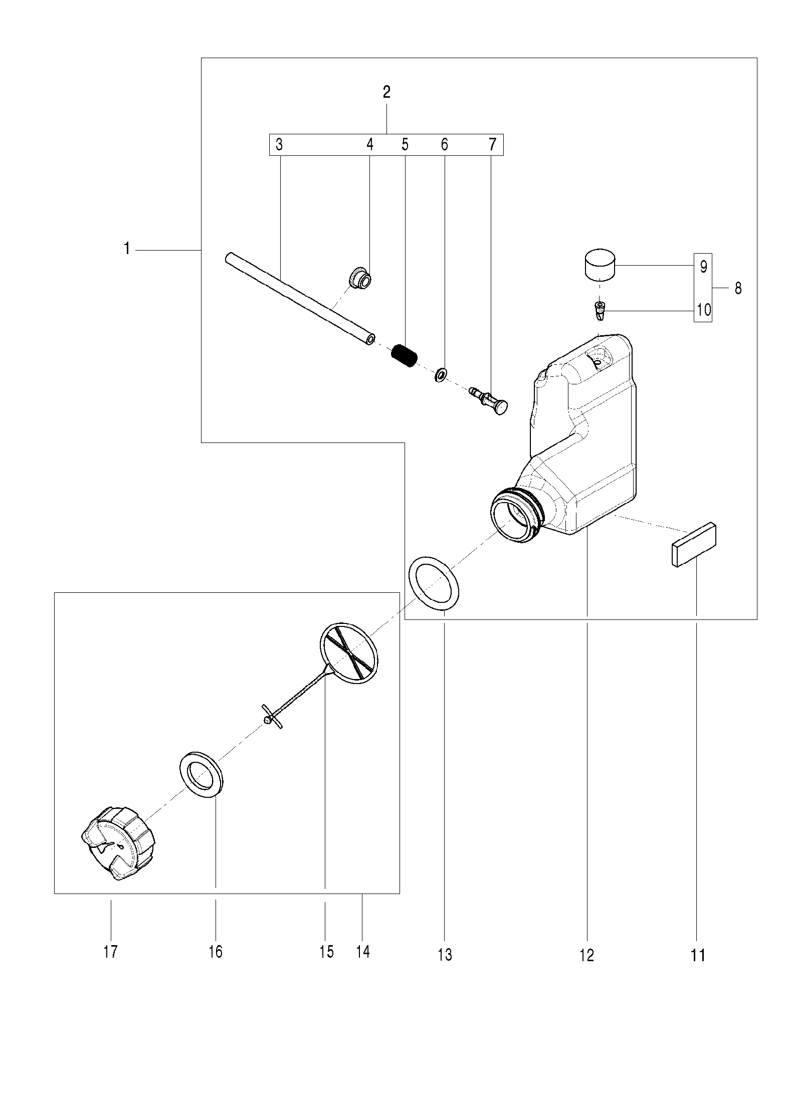 Despiece de DEPOSITO DE ACEITE — Motosierra 125