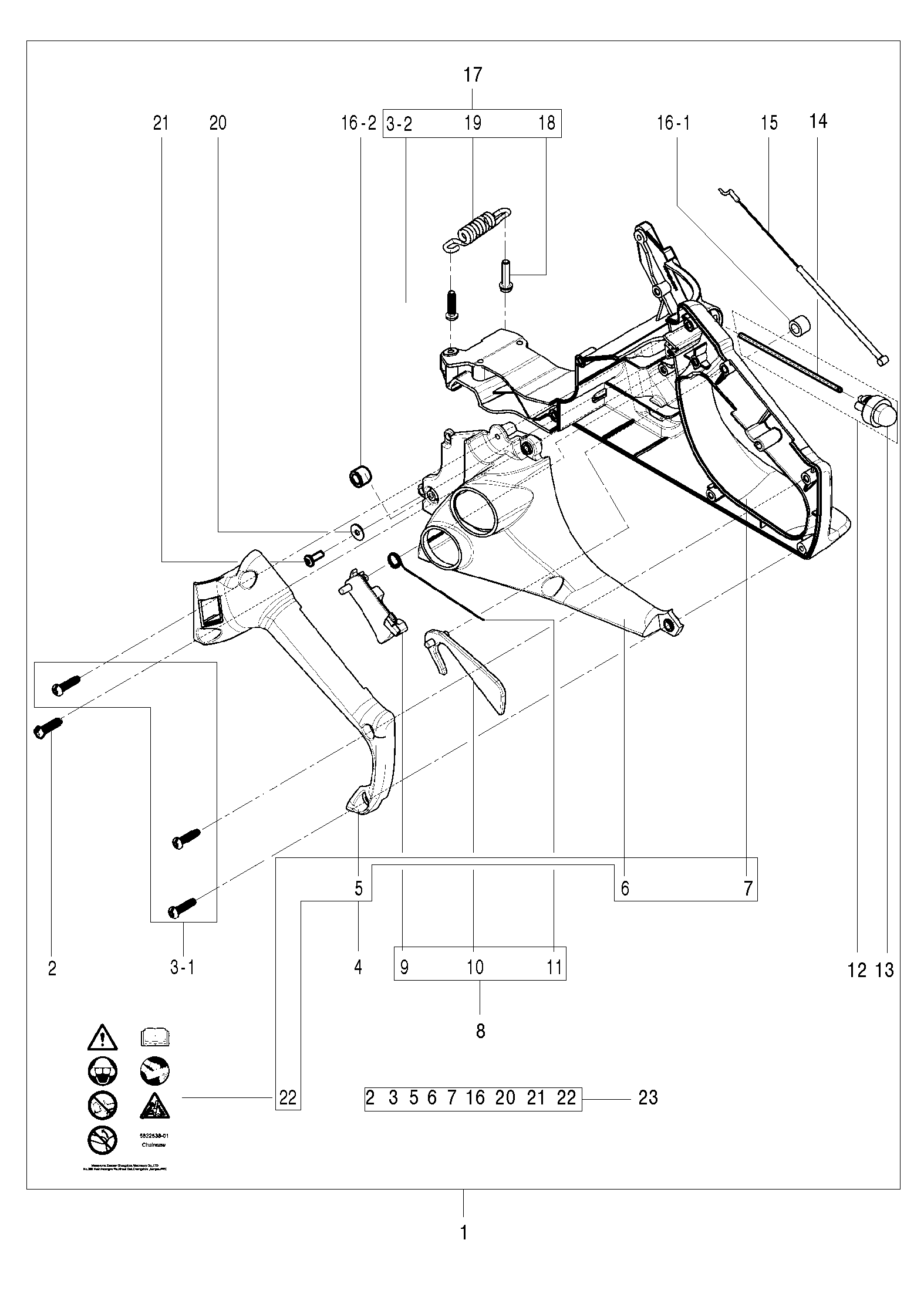 Despiece de ASA TRASERA — Motosierra 125