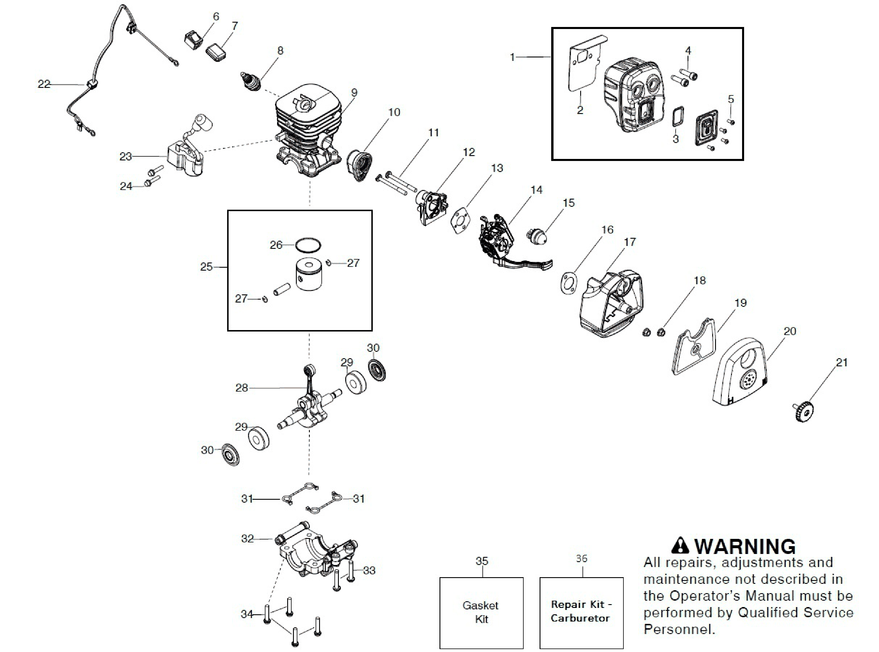 Despiece de MOTOR — Sopladora 125BVX