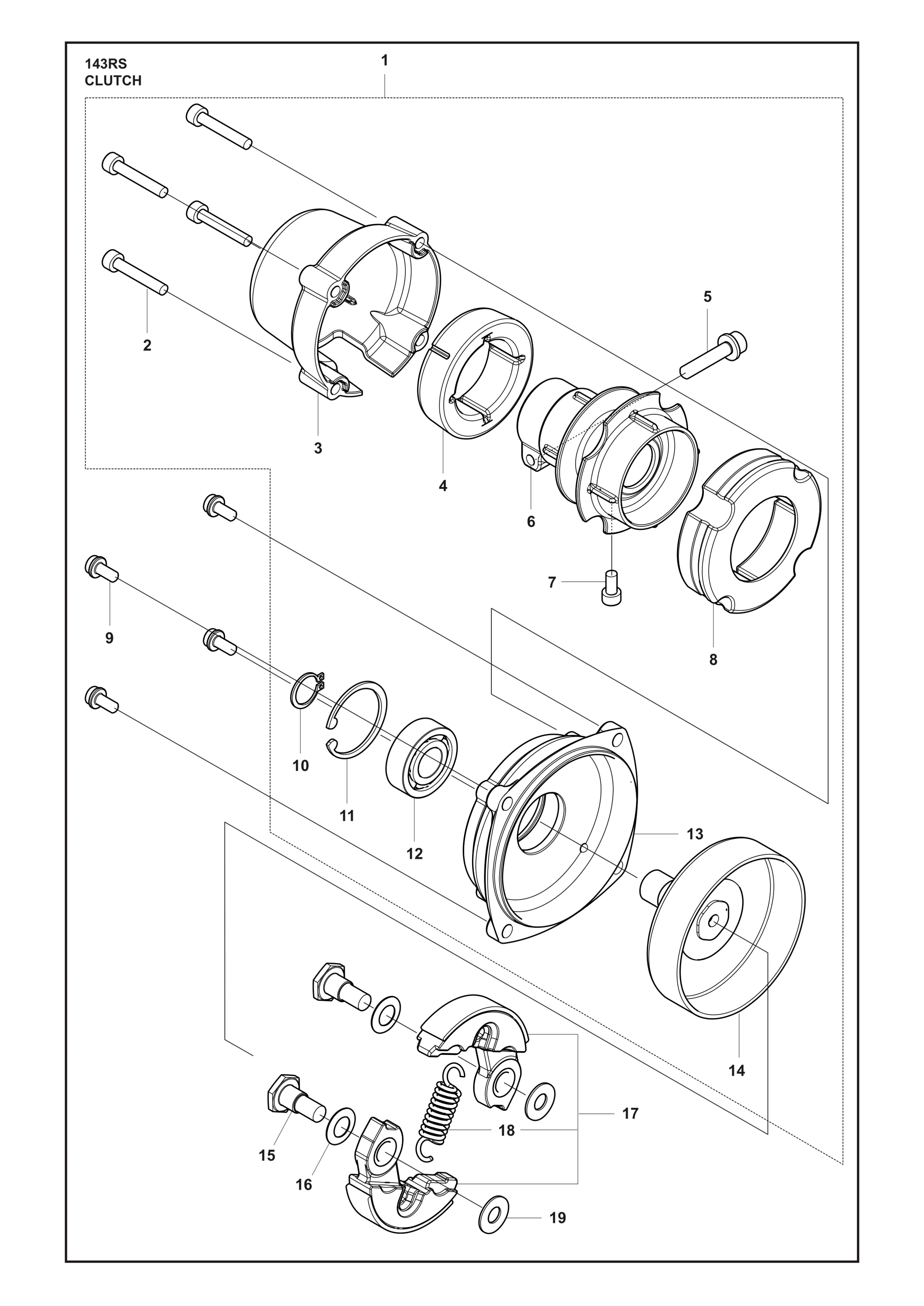 Despiece de EMBRAGUE — Desmalezadora Husqvarna 143RS