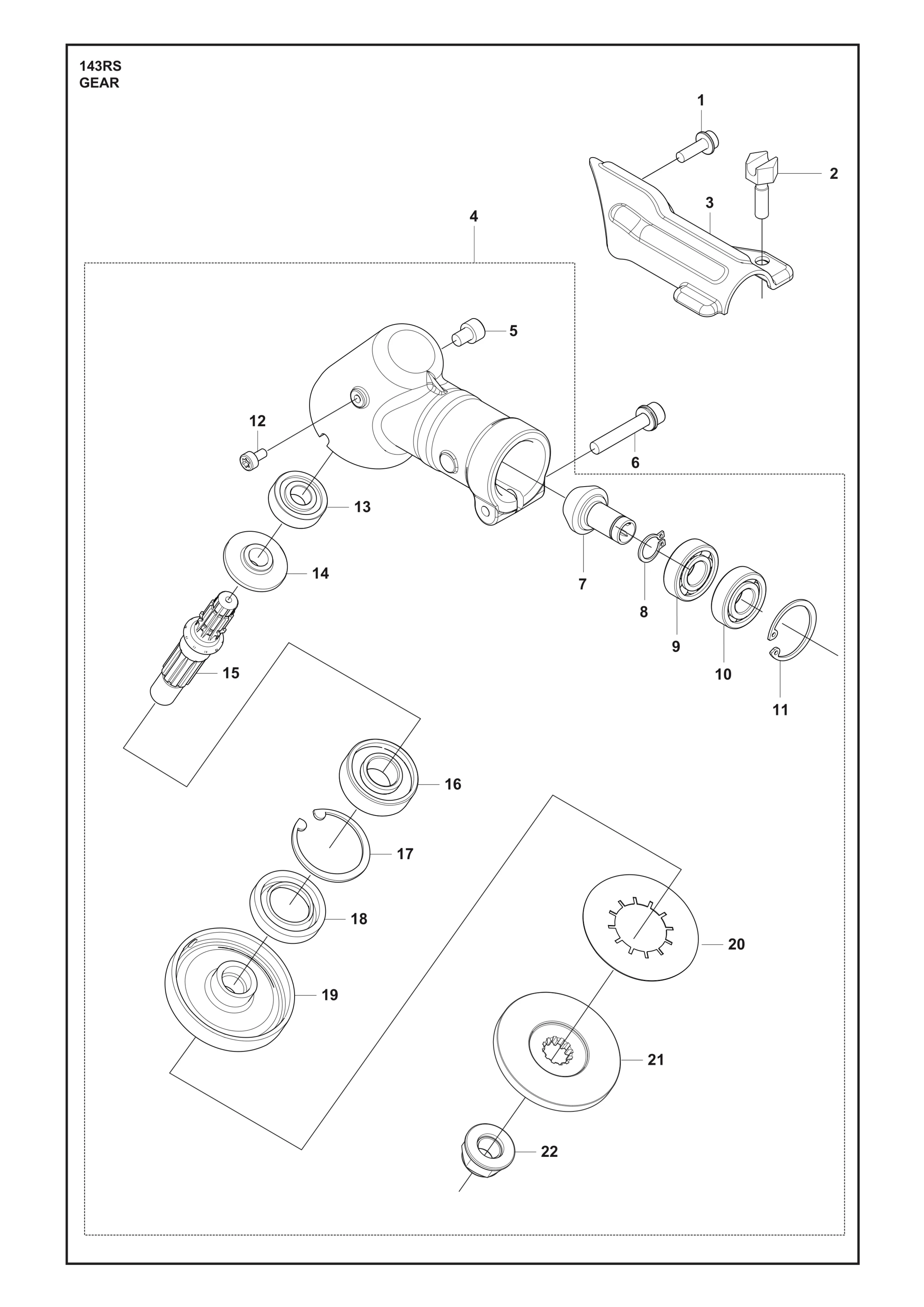 Despiece de ENGRANAJES — Desmalezadora Husqvarna 143RS