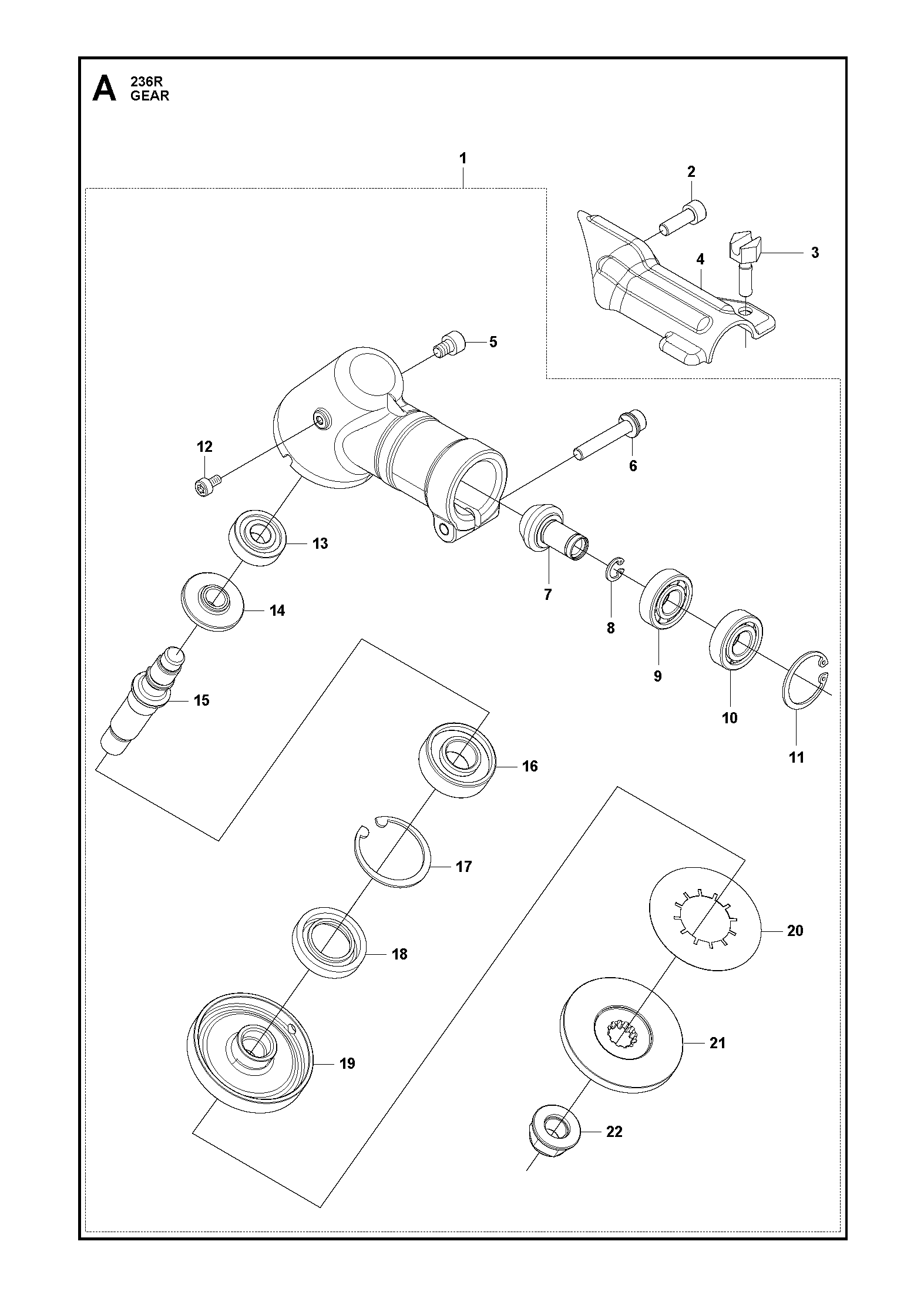 Despiece de ENGRANAJES — Desmalezadora Husqvarna 236R