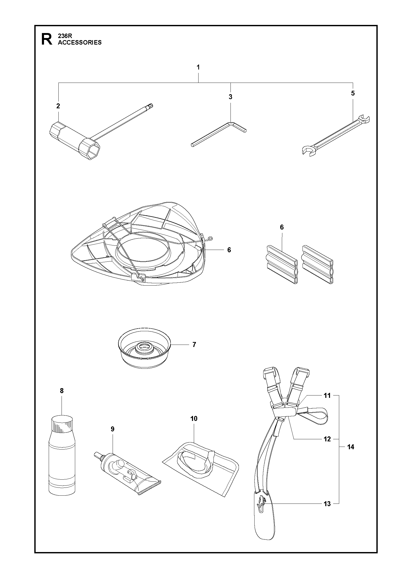 Despiece de ACCESORIOS — Desmalezadora Husqvarna 236R