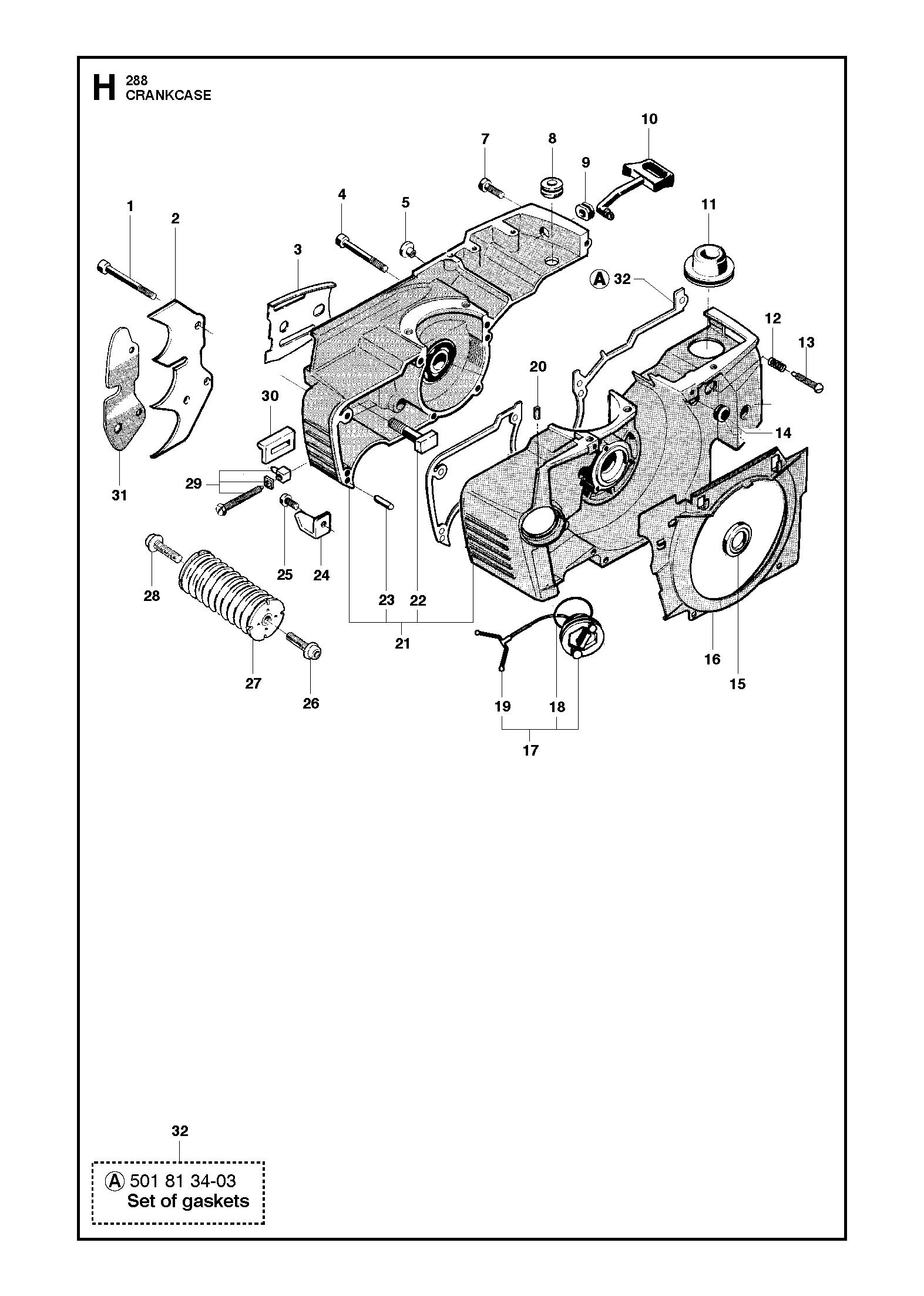 Despiece de CARTER — Motosierra 288 XP
