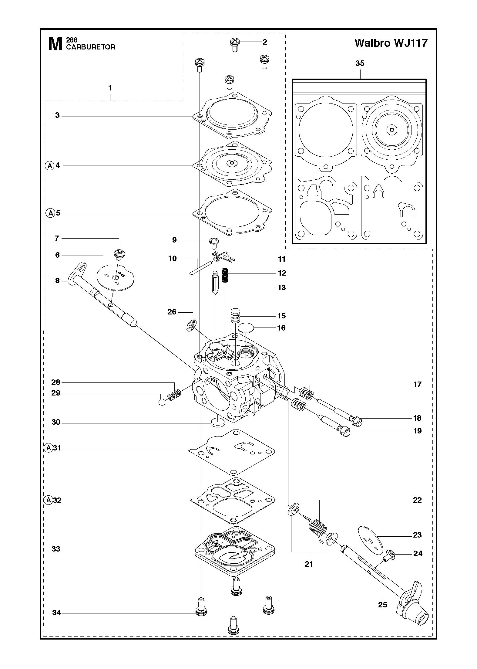 Despiece de CARBURADOR — Motosierra 288 XP