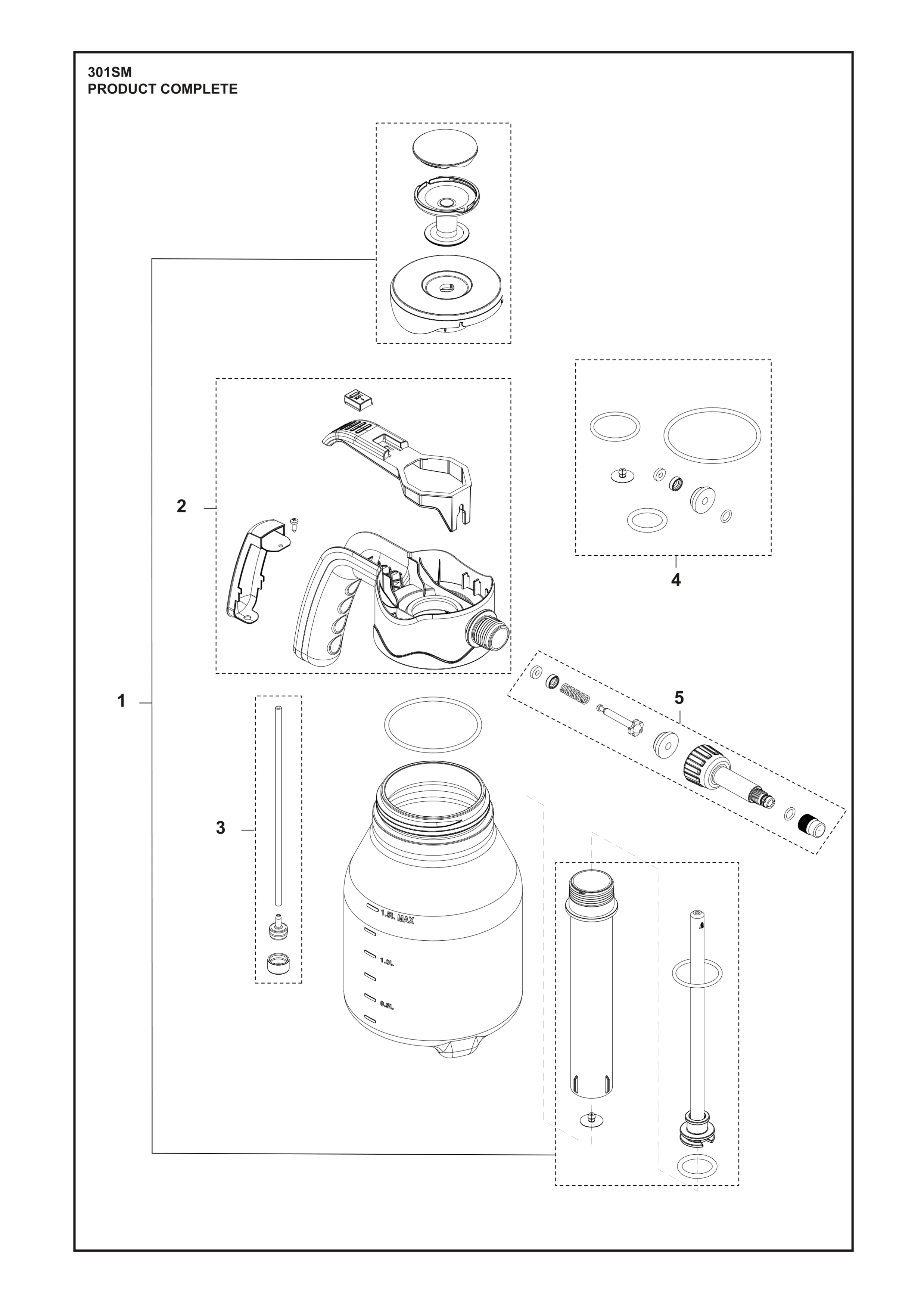 Despiece de PRODUCTO COMPLETO — Pulverizador manual 301SM