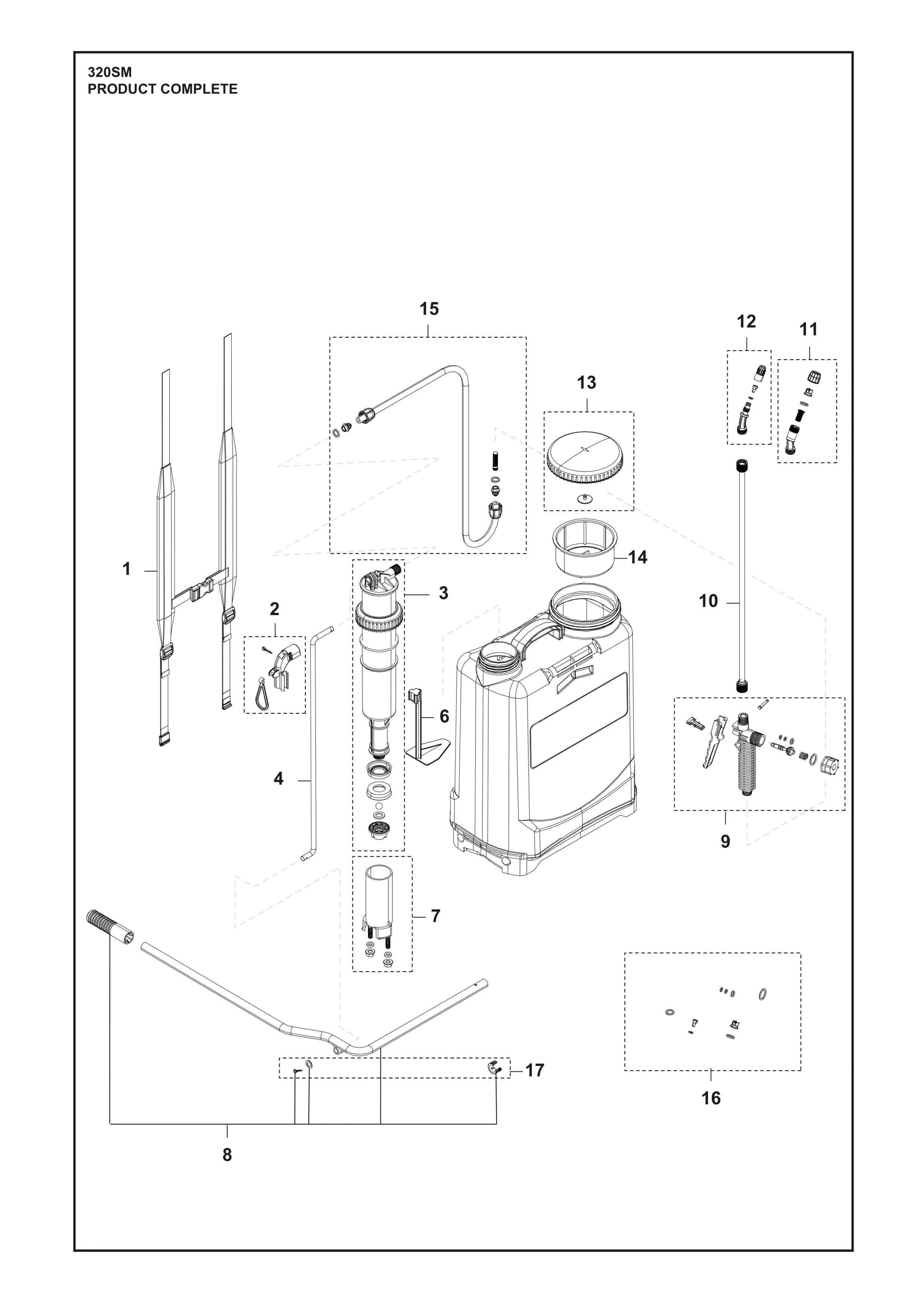 Despiece de PRODUCTO COMPLETO — Pulverizador manual 320SM