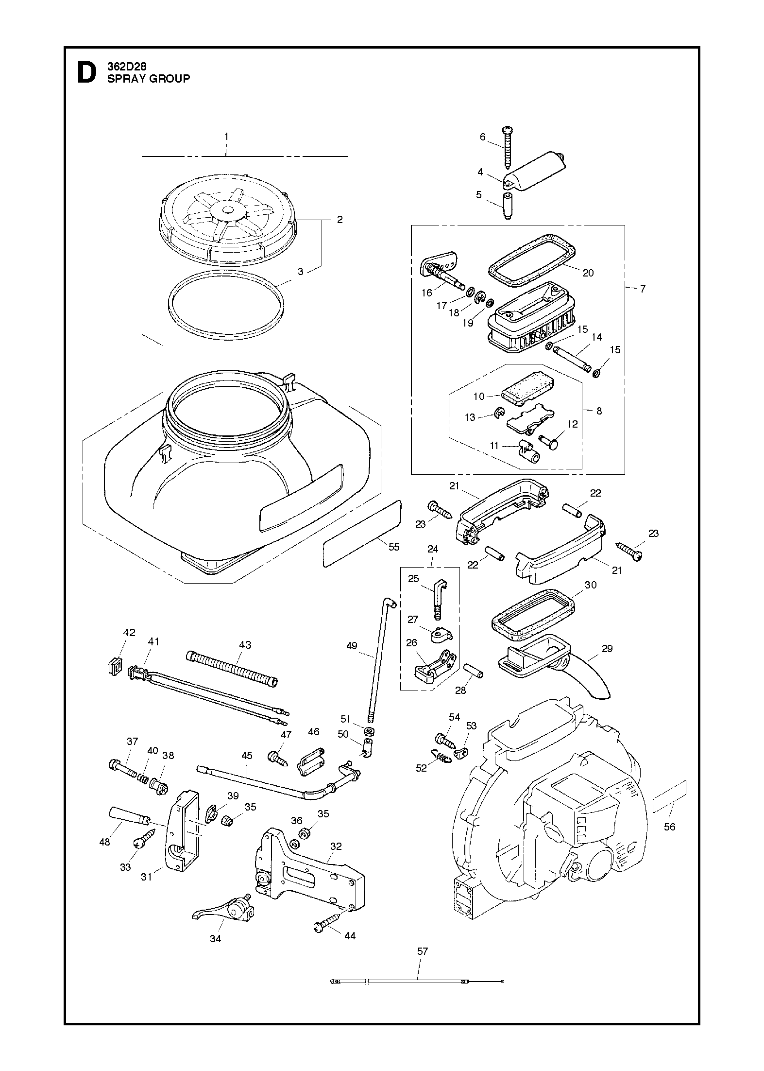 Despiece de SISTEMA DE PULVERIZAR — Fumigador 362 D28