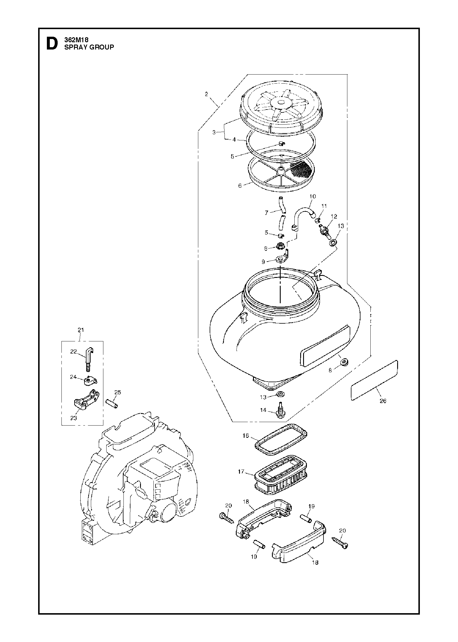 Despiece de SISTEMA DE PULVERIZAR — Fumigador 362 M18