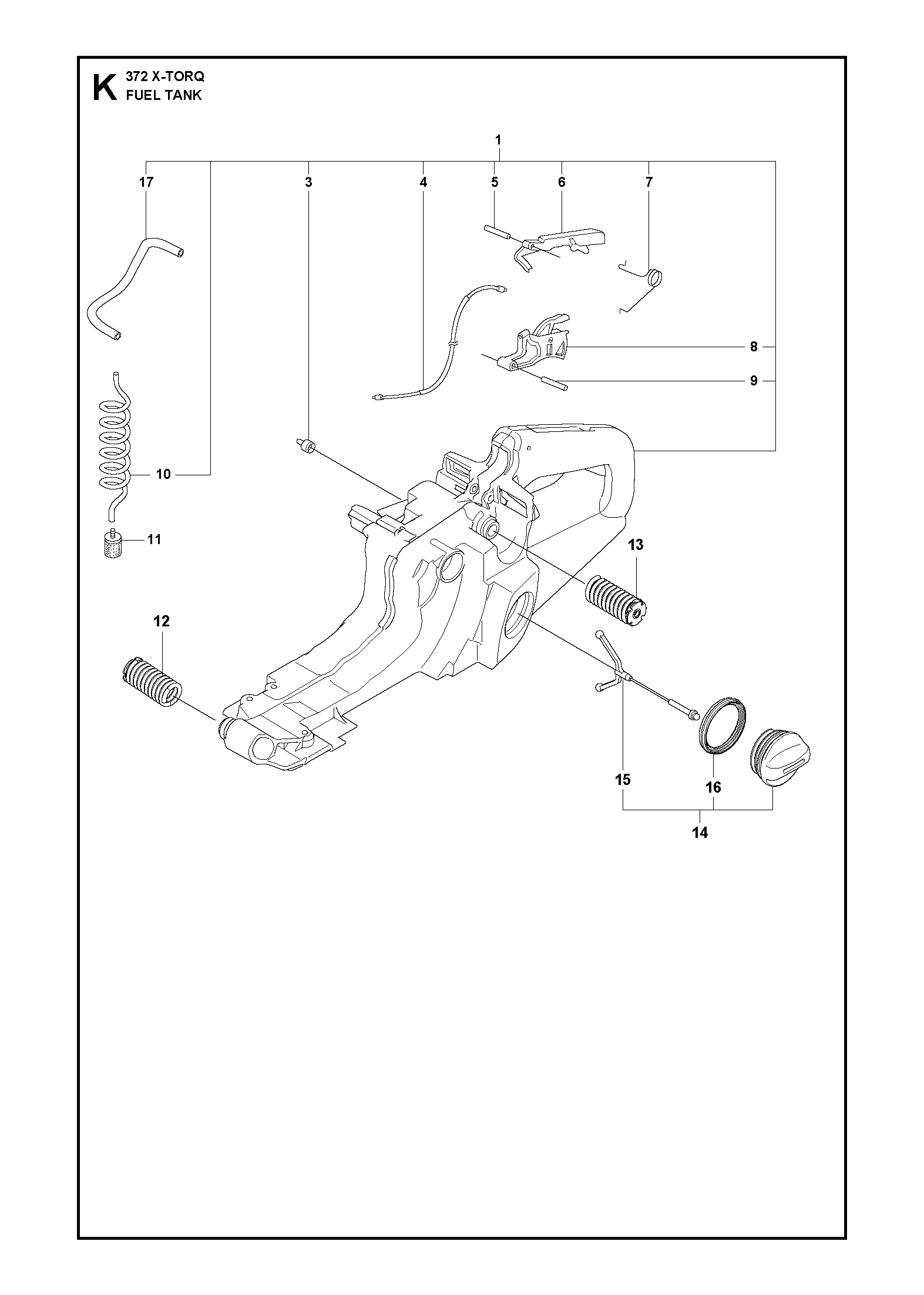 Despiece de DEPOSITO DE COMBUSTIBLE — Motosierra 372 XP