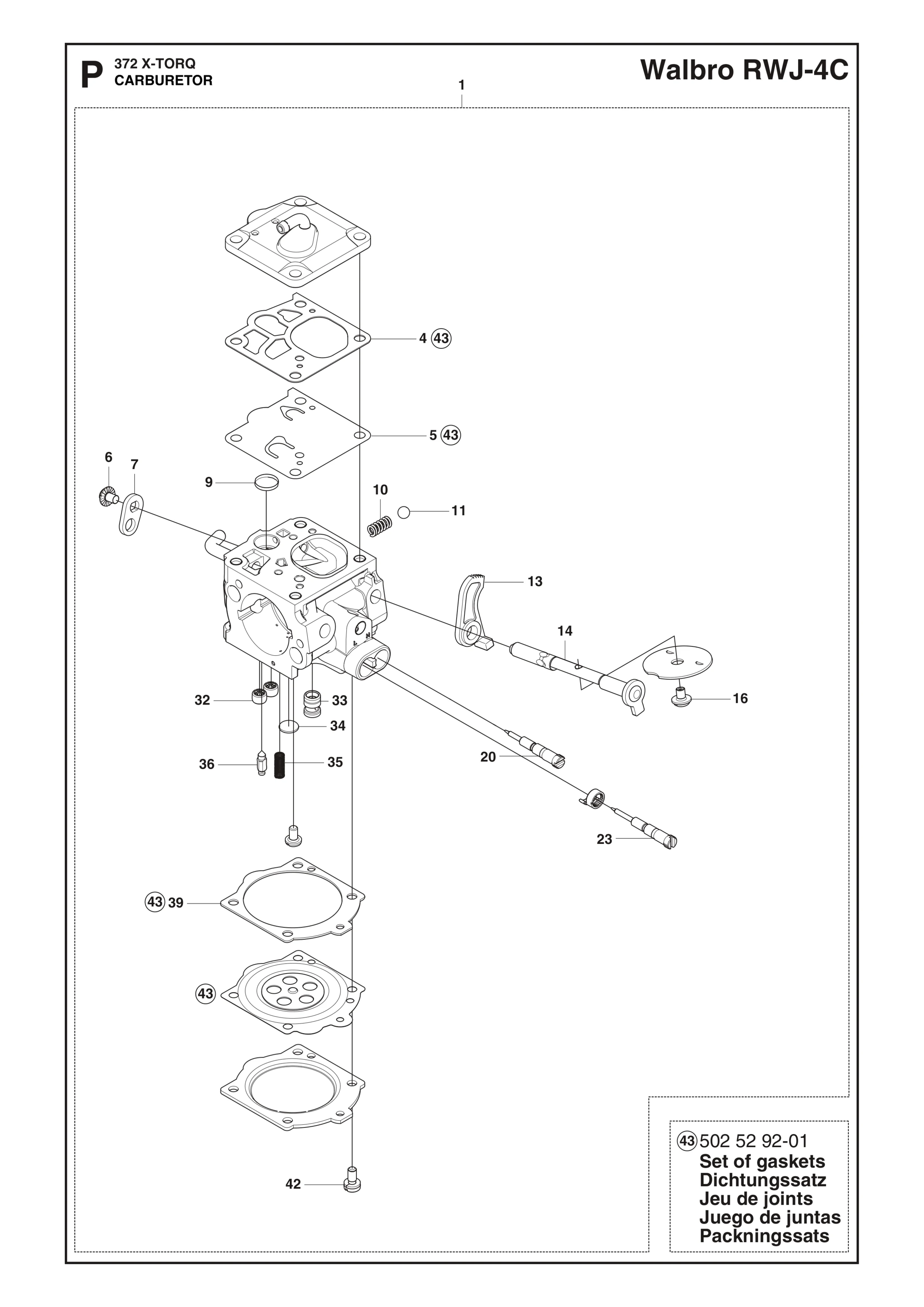 Despiece de CARBURADOR — Motosierra 372 XP