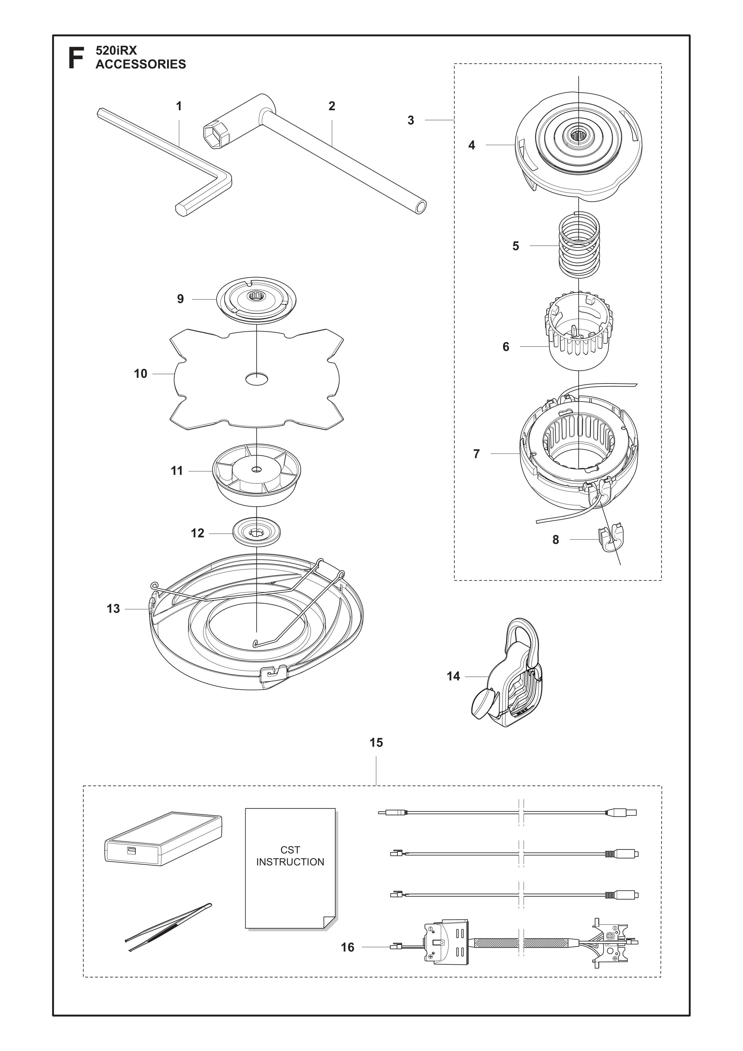 Despiece de ACCESORIOS — Desmalezadora a batería 520iRX
