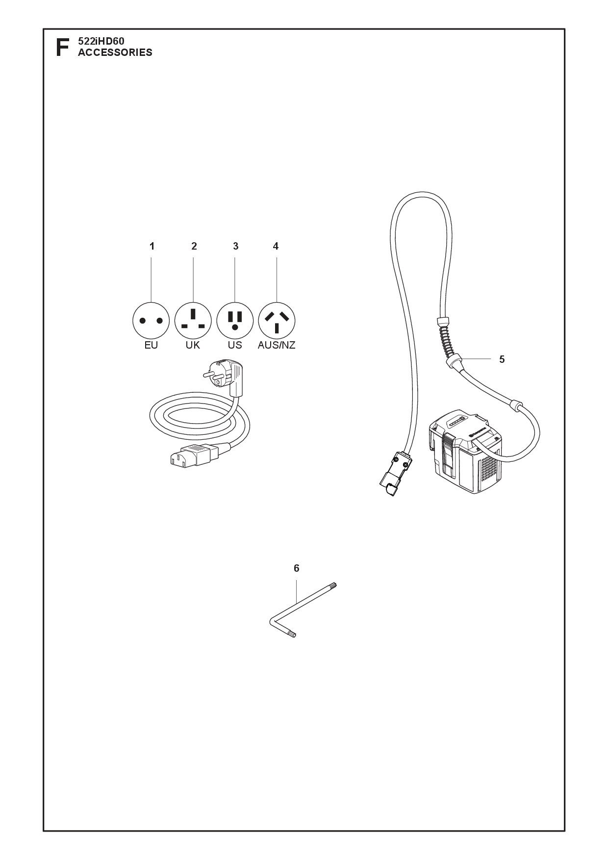 Despiece de ACCESORIOS — Cortacerco a batería 522iHD60