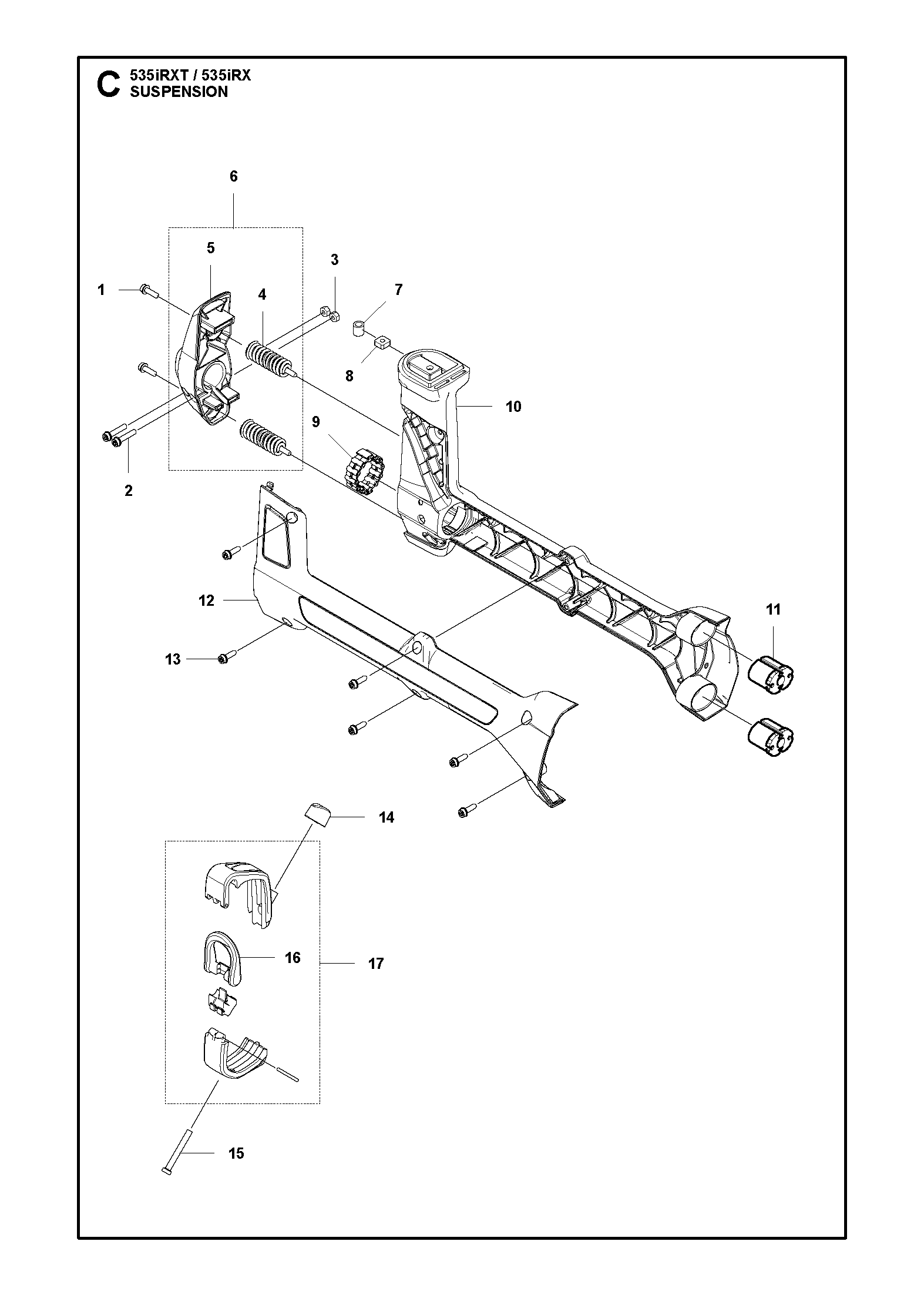 Despiece de SUSPENSION — Desmalezadora a batería 535iRX