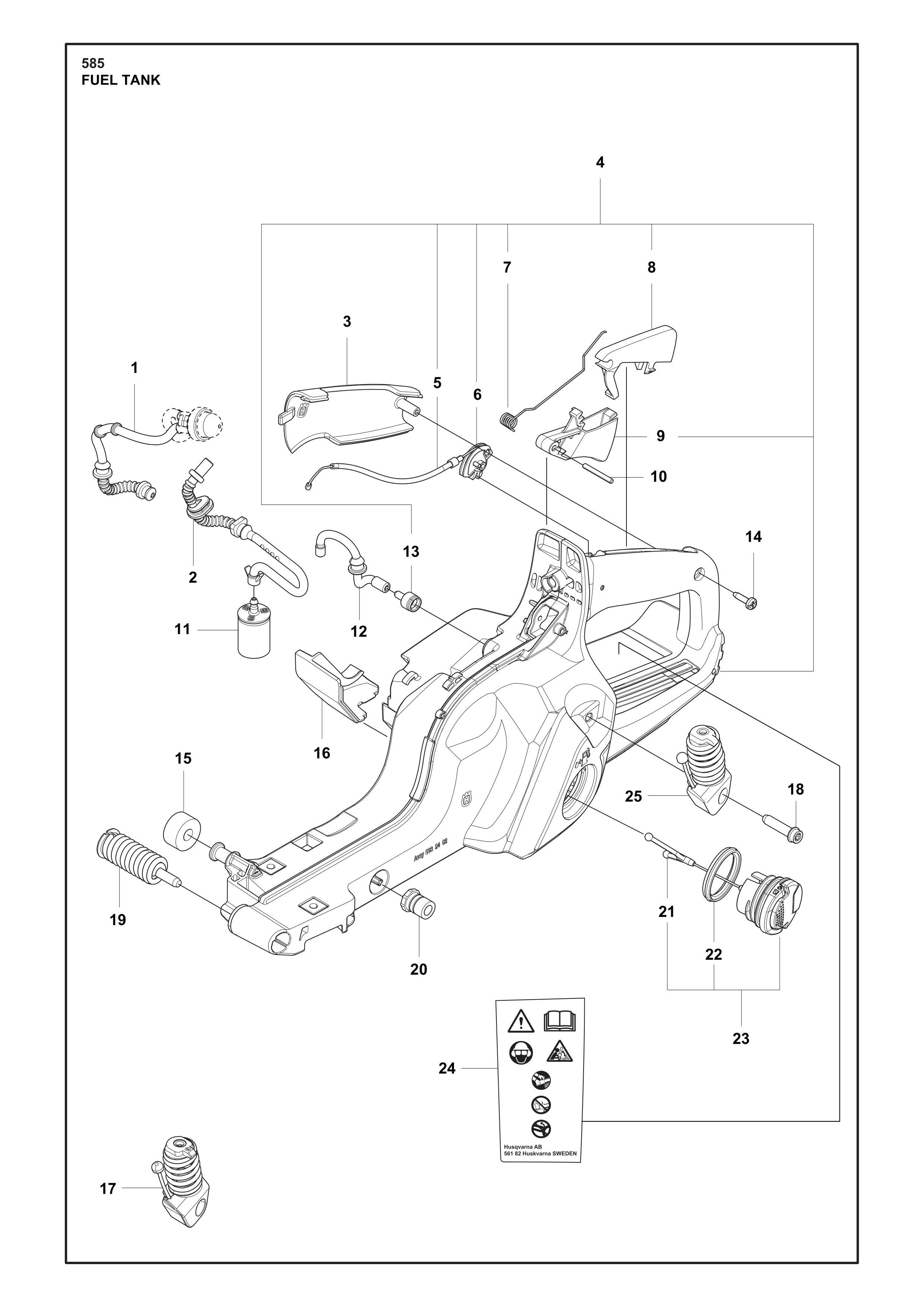 Despiece de DEPOSITO DE COMBUSTIBLE — Motosierra 585
