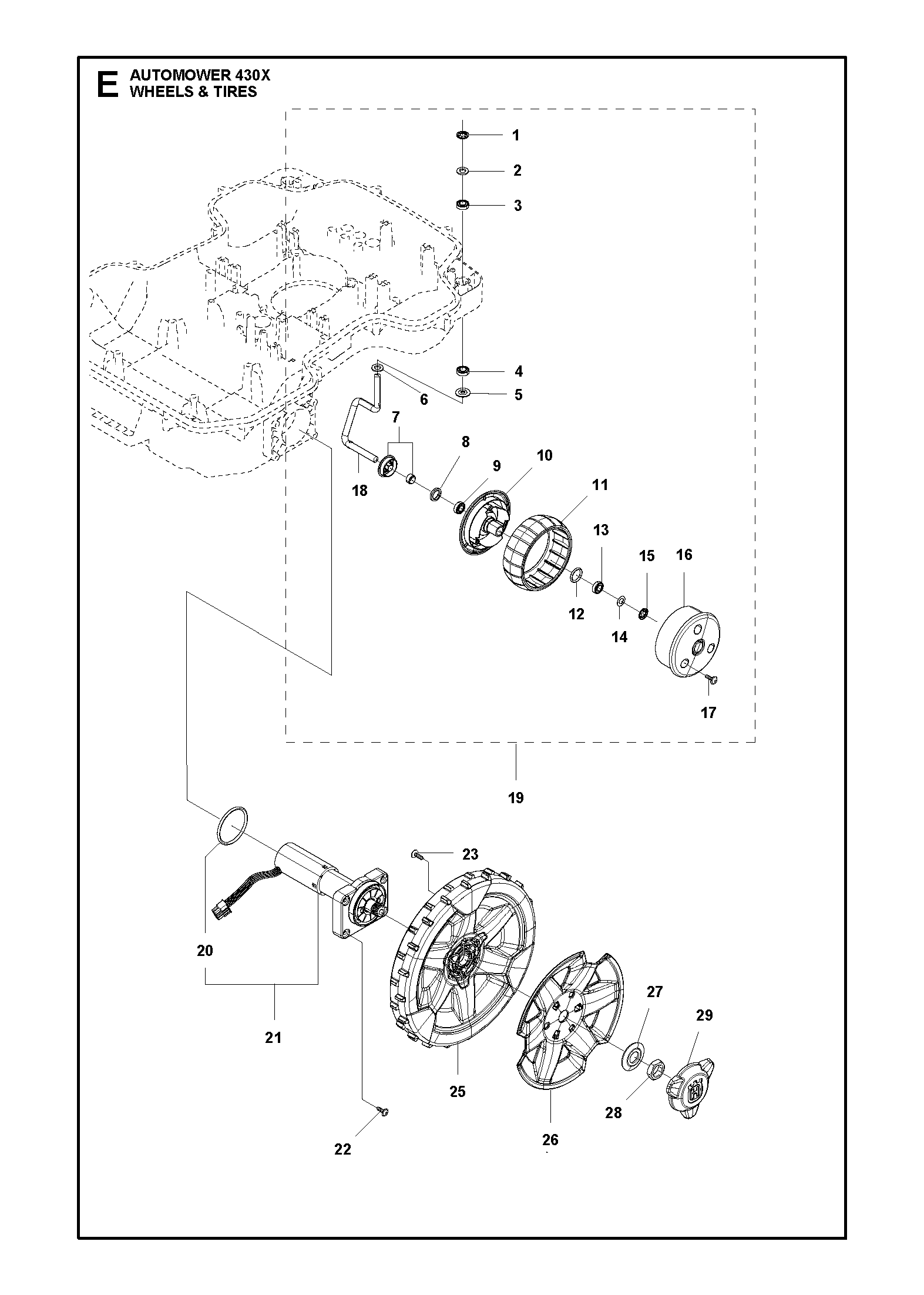 Despiece de RUEDAS Y LLANTAS — Robot cortacésped AM 430X
