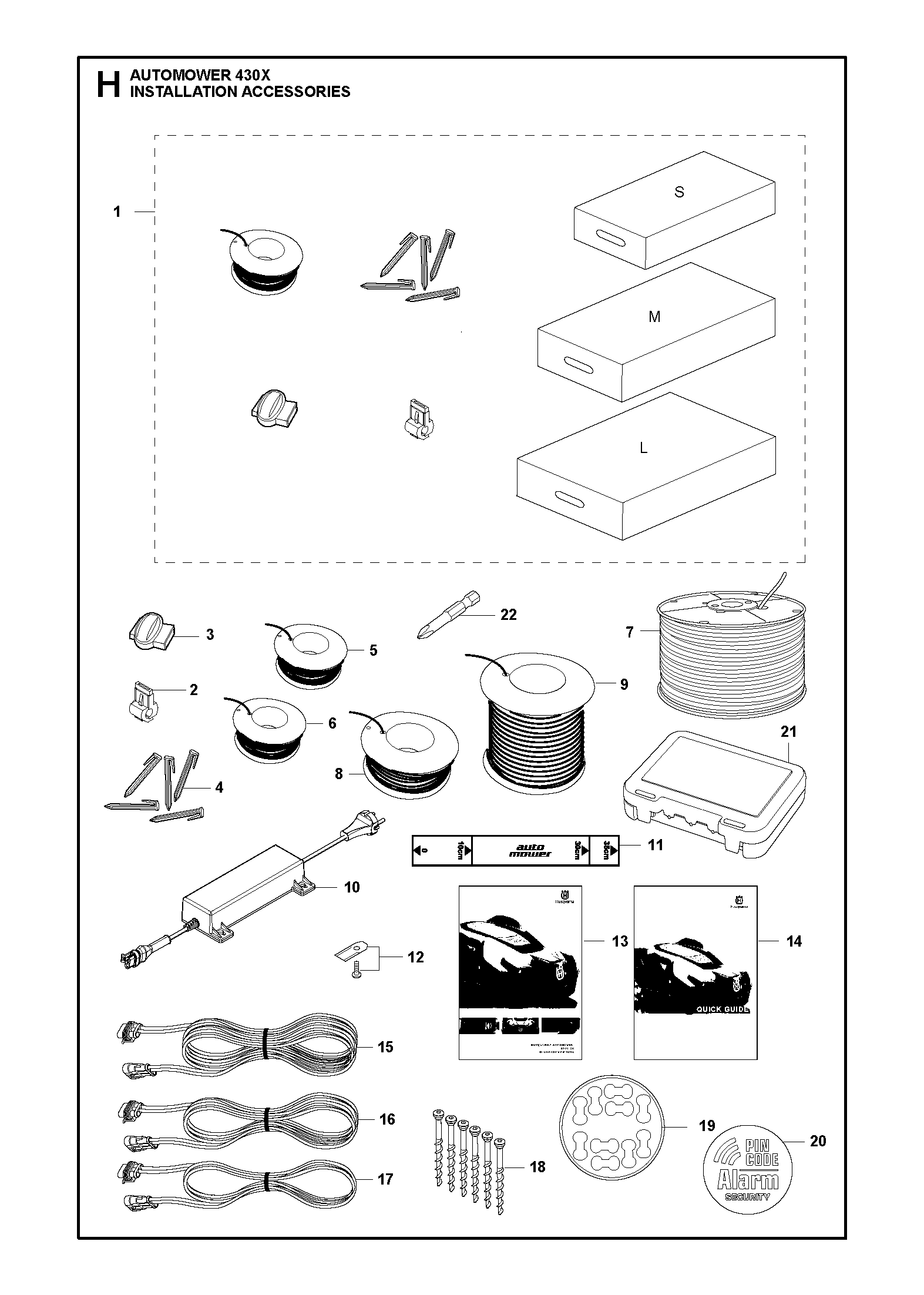 Despiece de ACCESORIOS INSTALACIÓN — Robot cortacésped AM 430X