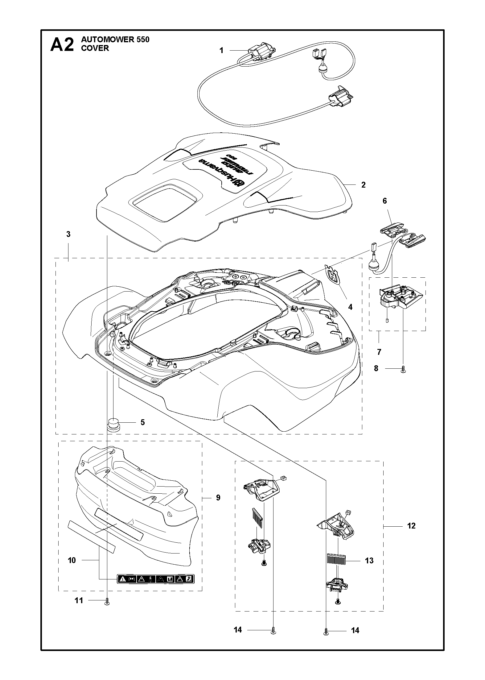 Despiece de TAPA — Robot cortacésped AM 550