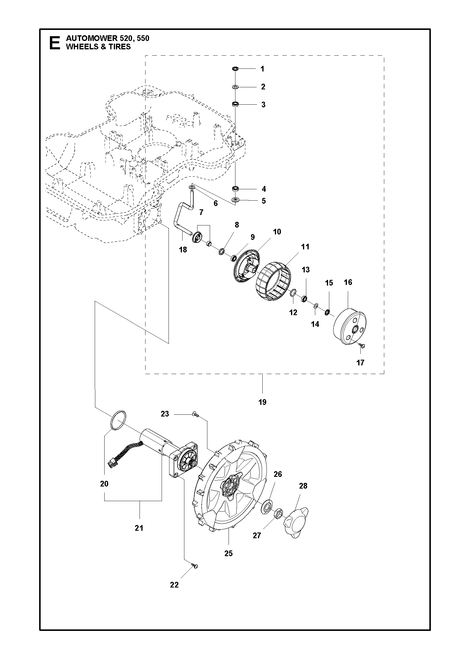 Despiece de RUEDAS Y LLANTAS — Robot cortacésped AM 550