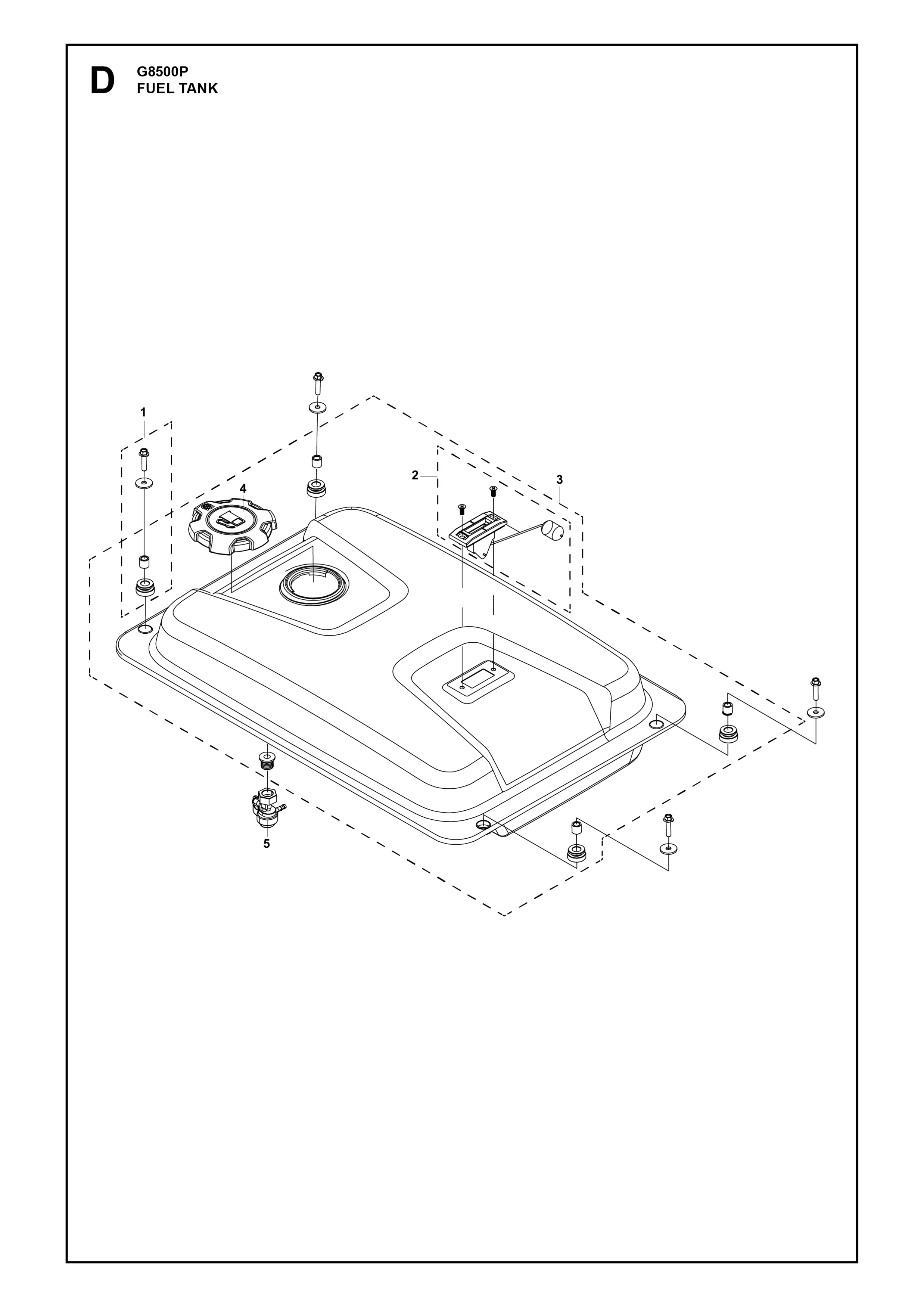 Despiece de DEPOSITO DE COMBUSTIBLE — Generador G8500P