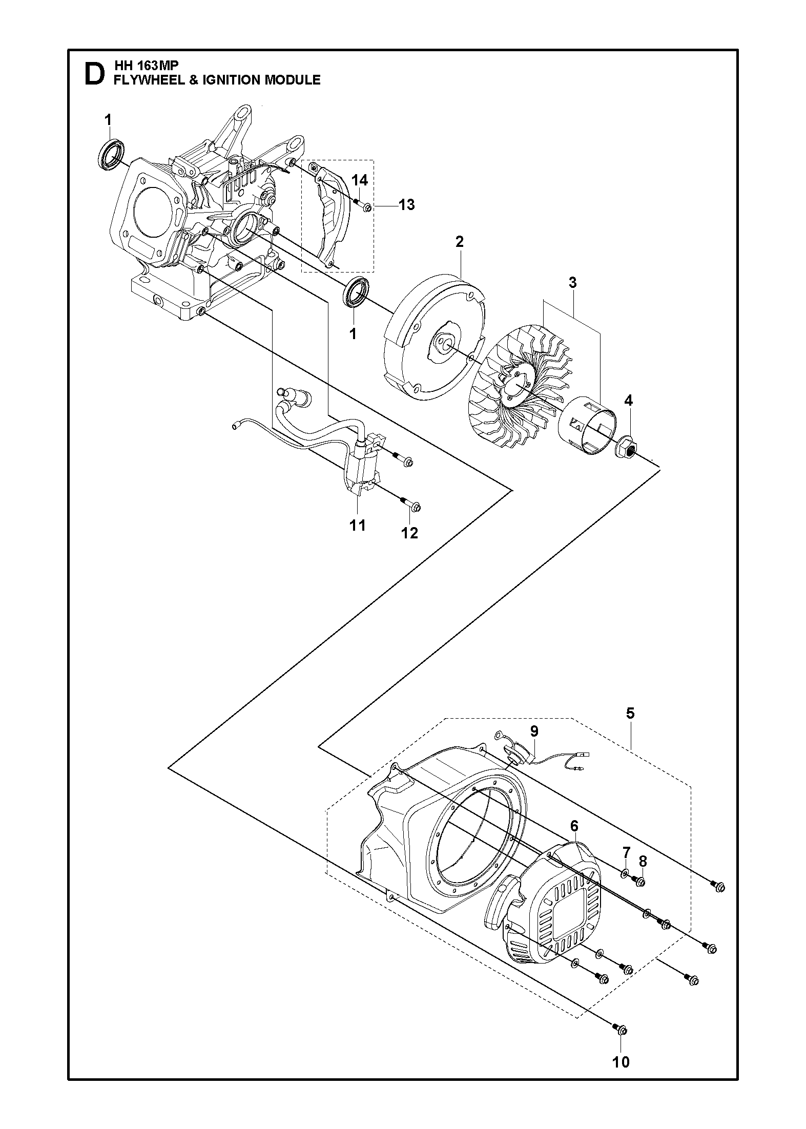 Despiece de FLYWHEEL AND IGNITION ASSY — Motor multipropósito HH163 MP