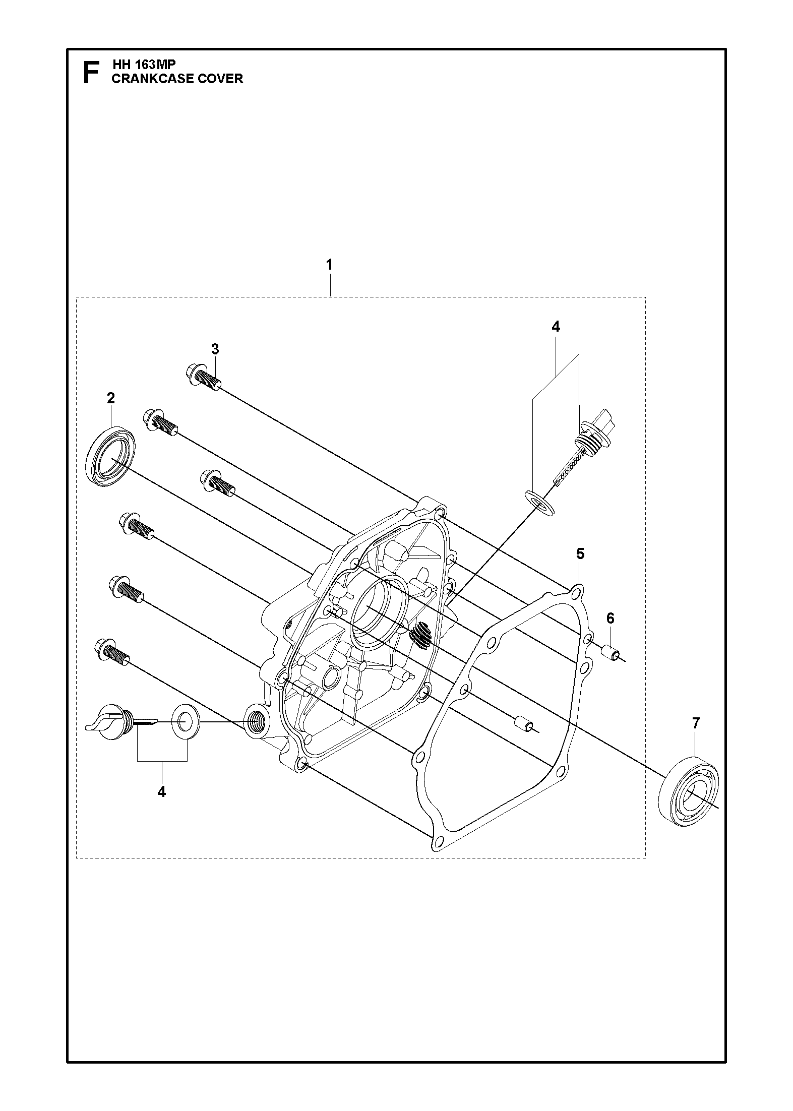 Despiece de CRANKCASE COVER — Motor multipropósito HH163 MP