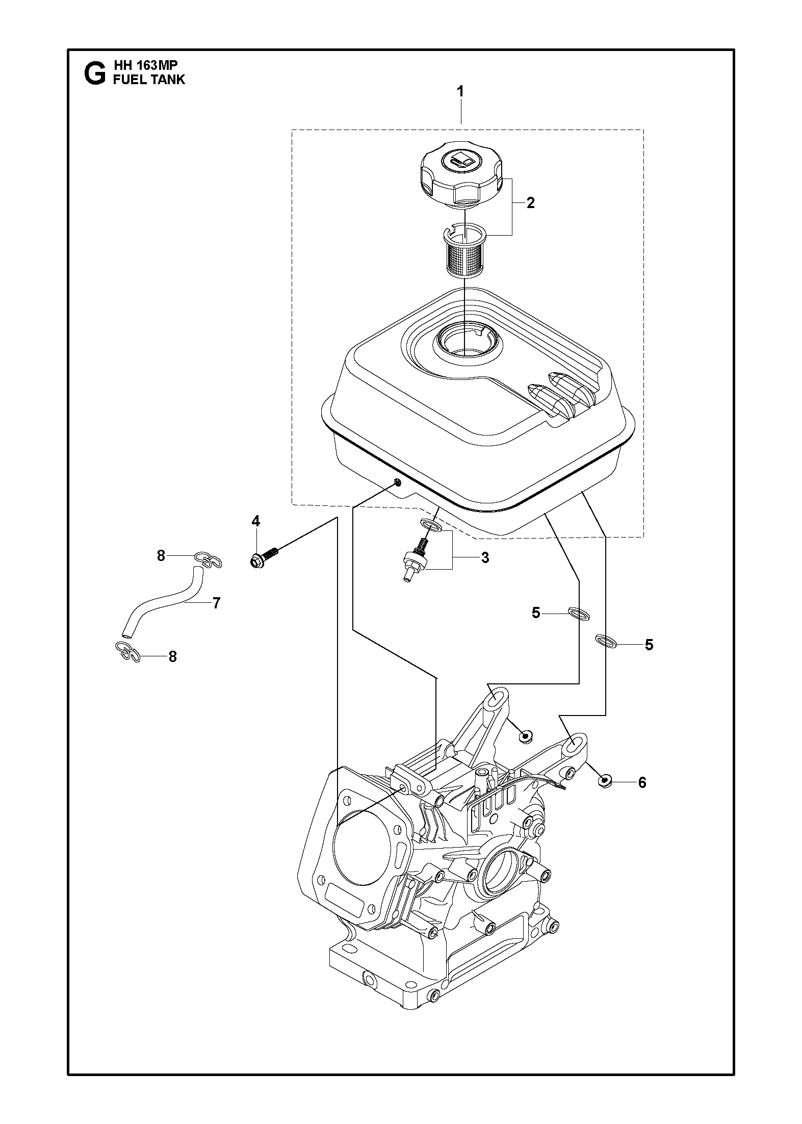 Despiece de DEPOSITO DE COMBUSTIBLE — Motor multipropósito HH163 MP