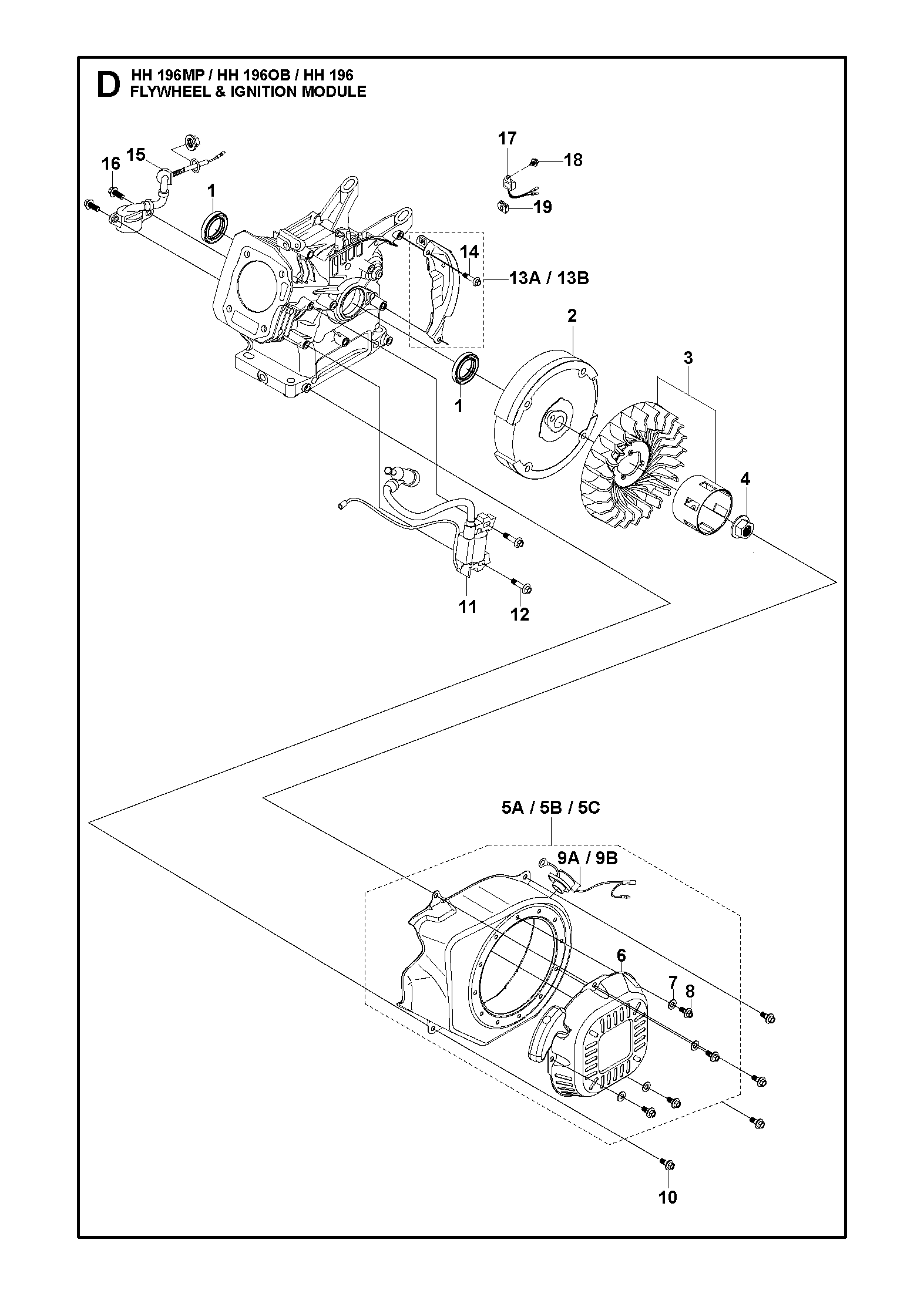Despiece de FLYWHEEL & IGNITION ASSY — Motor náutico HH196 OB