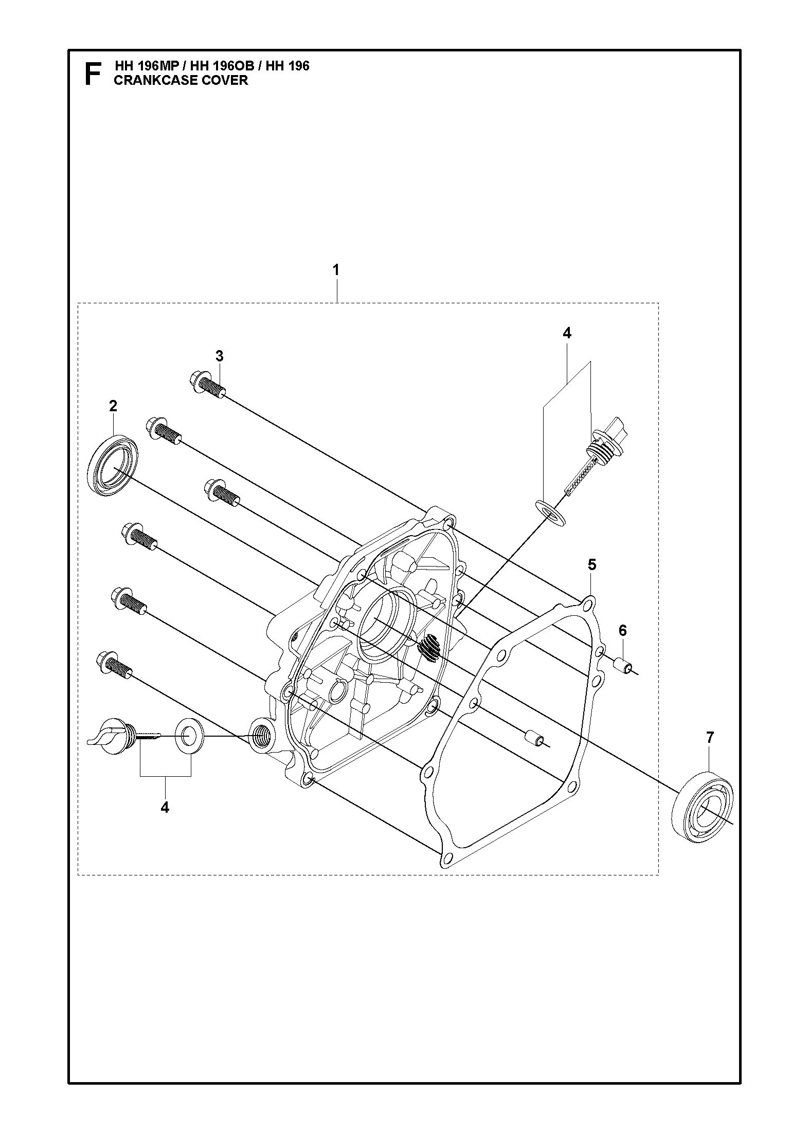 Despiece de CRANKCASE COVER — Motor náutico HH196 OB