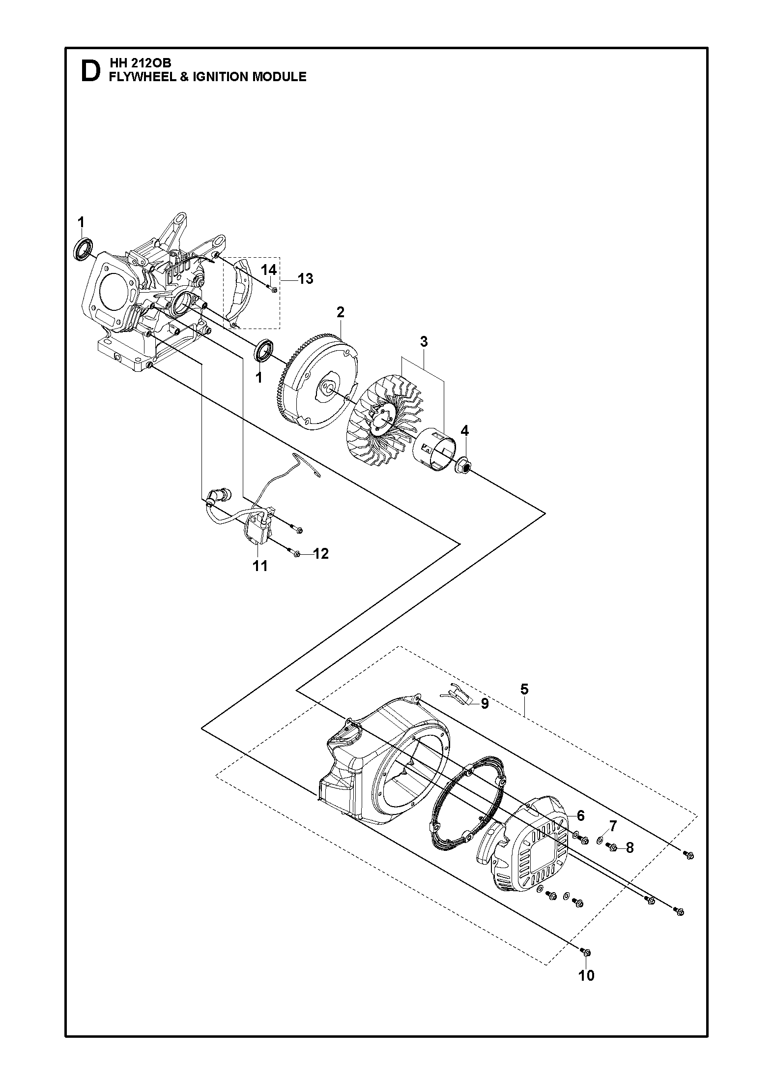 Despiece de FLYWHEEL AND IGNITION ASSY — Motor náutico HH212 OB