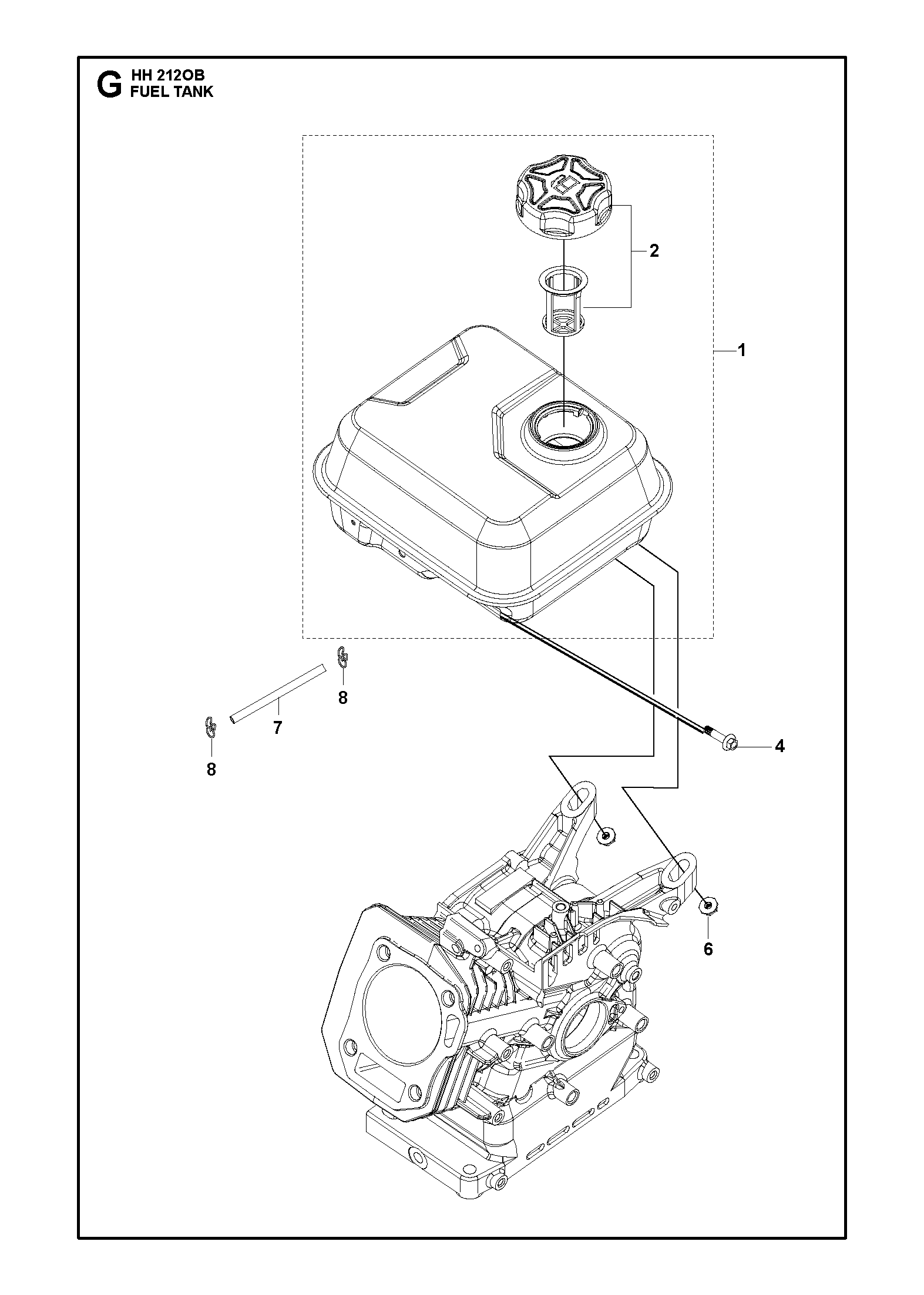 Despiece de DEPOSITO DE COMBUSTIBLE — Motor náutico HH212 OB