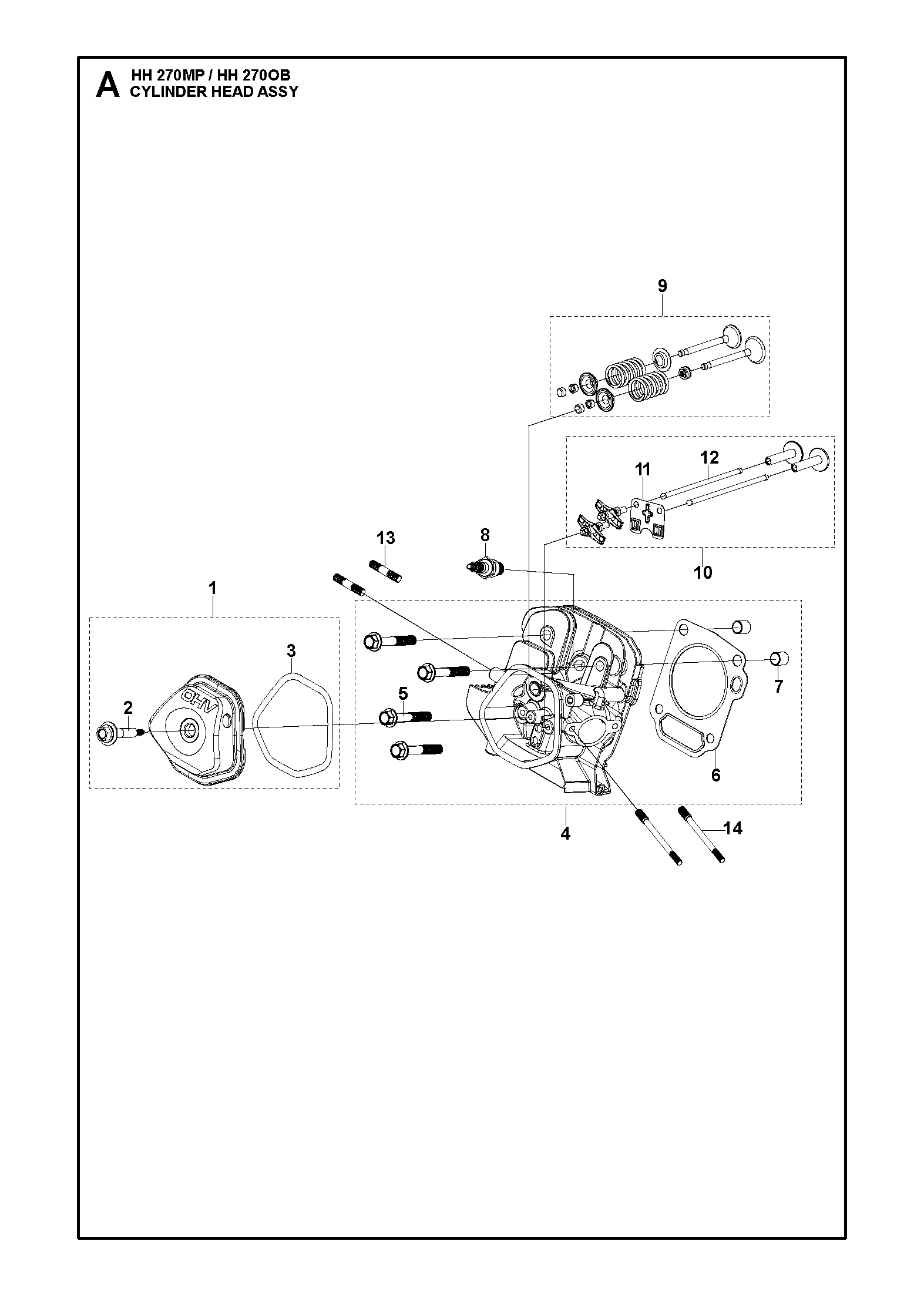 Despiece de CYLINDER HEAD ASSY — Motor multipropósito HH270 MP