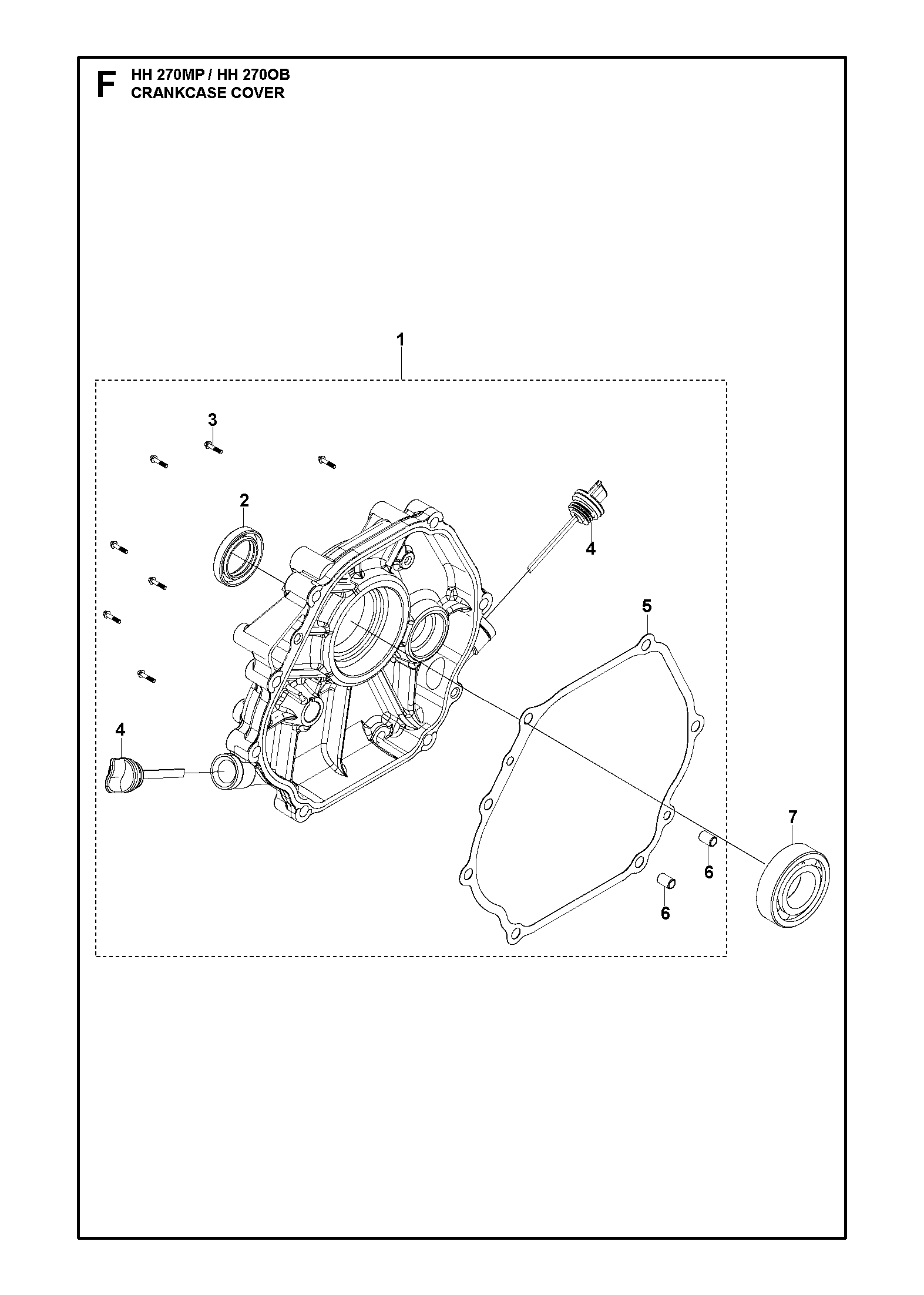 Despiece de CRANKCASE COVER — Motor náutico HH270 OB