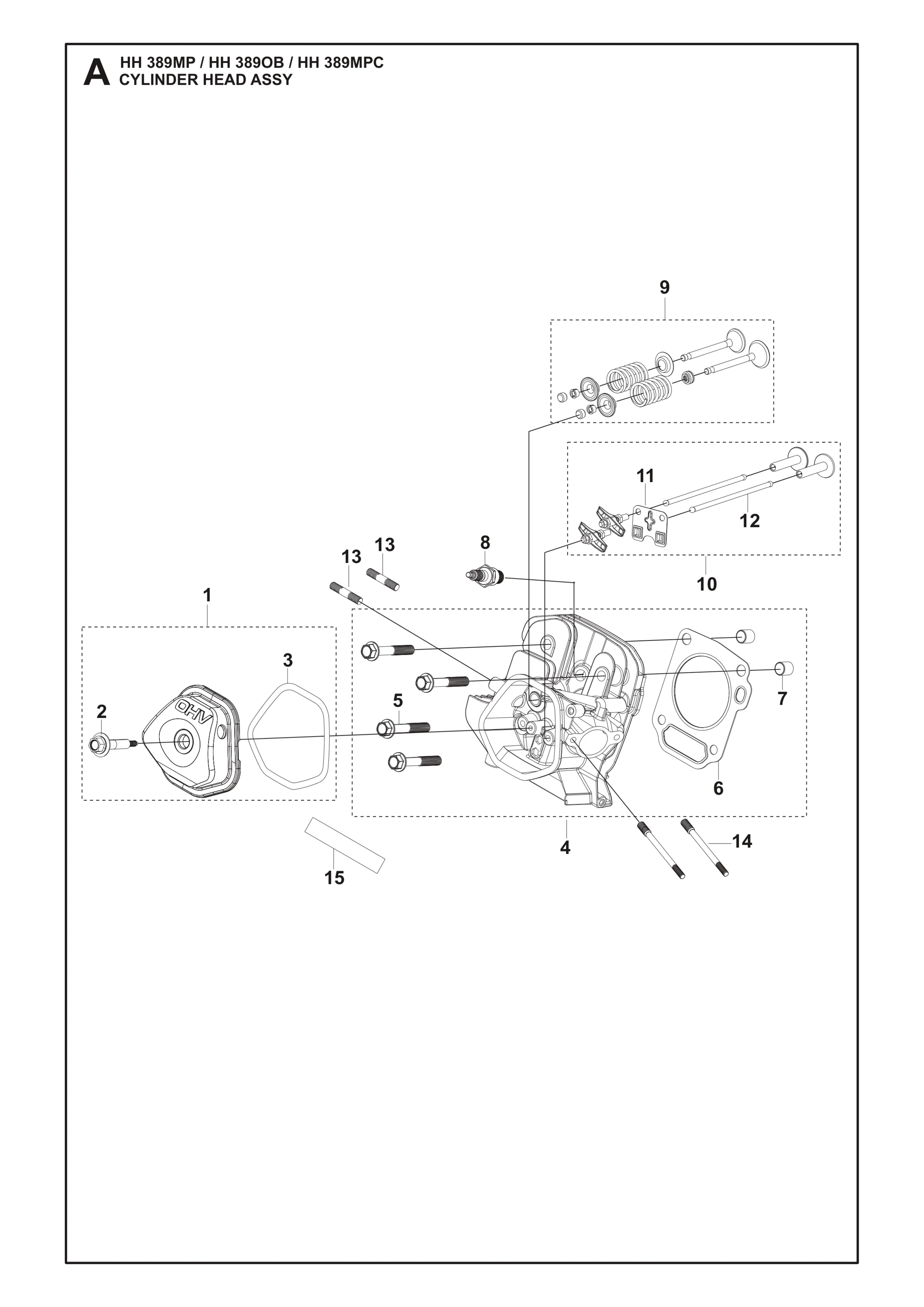 Despiece de CYLINDER HEAD ASSY — Motor multipropósito HH389 MP