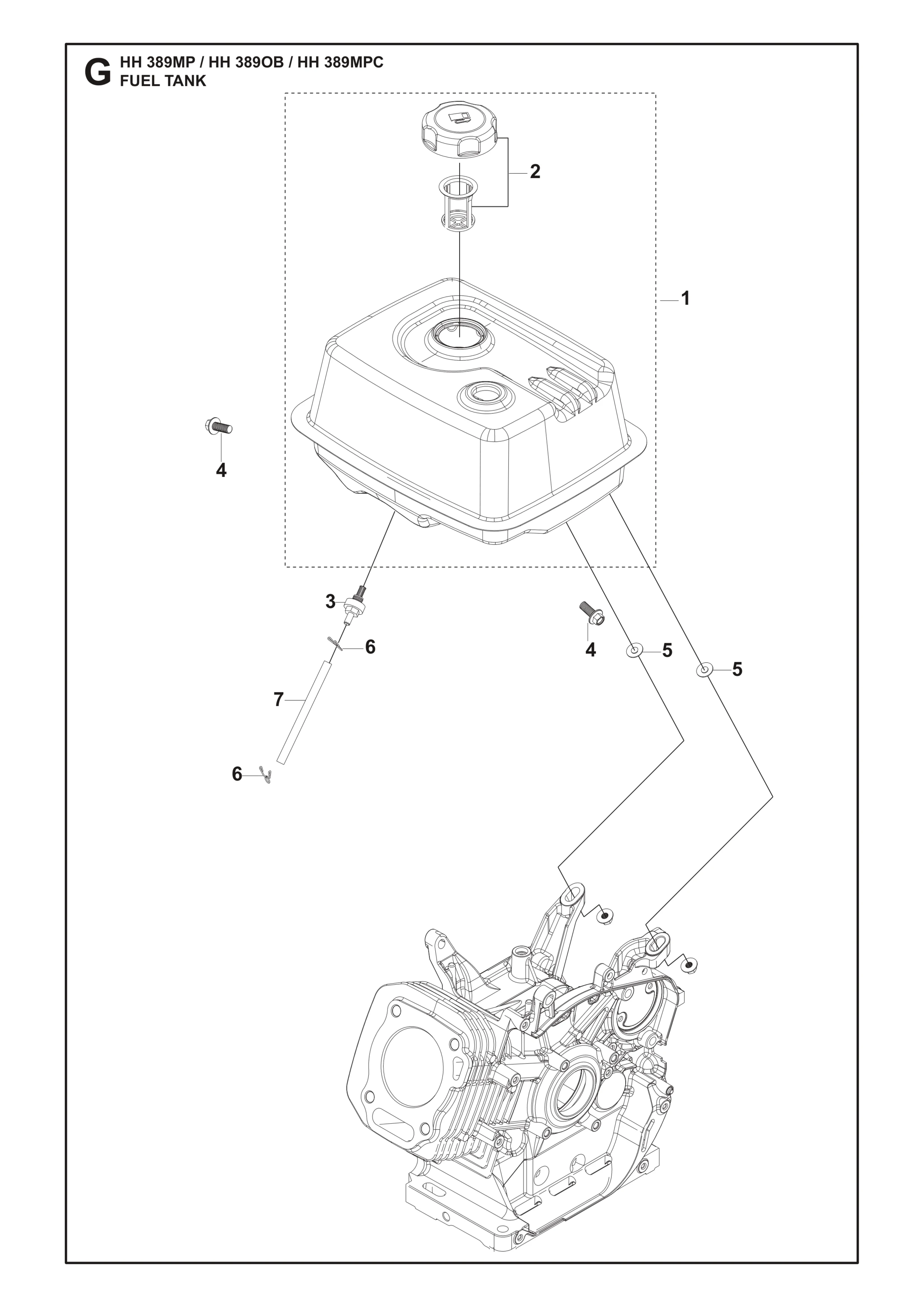 Despiece de DEPOSITO DE COMBUSTIBLE — Motor náutico HH389 OB