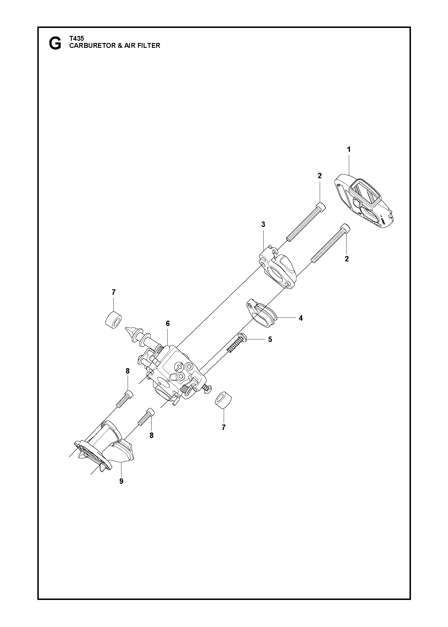 Despiece de CARBURADOR & FILTRO DE AIRE — Motosierra T435