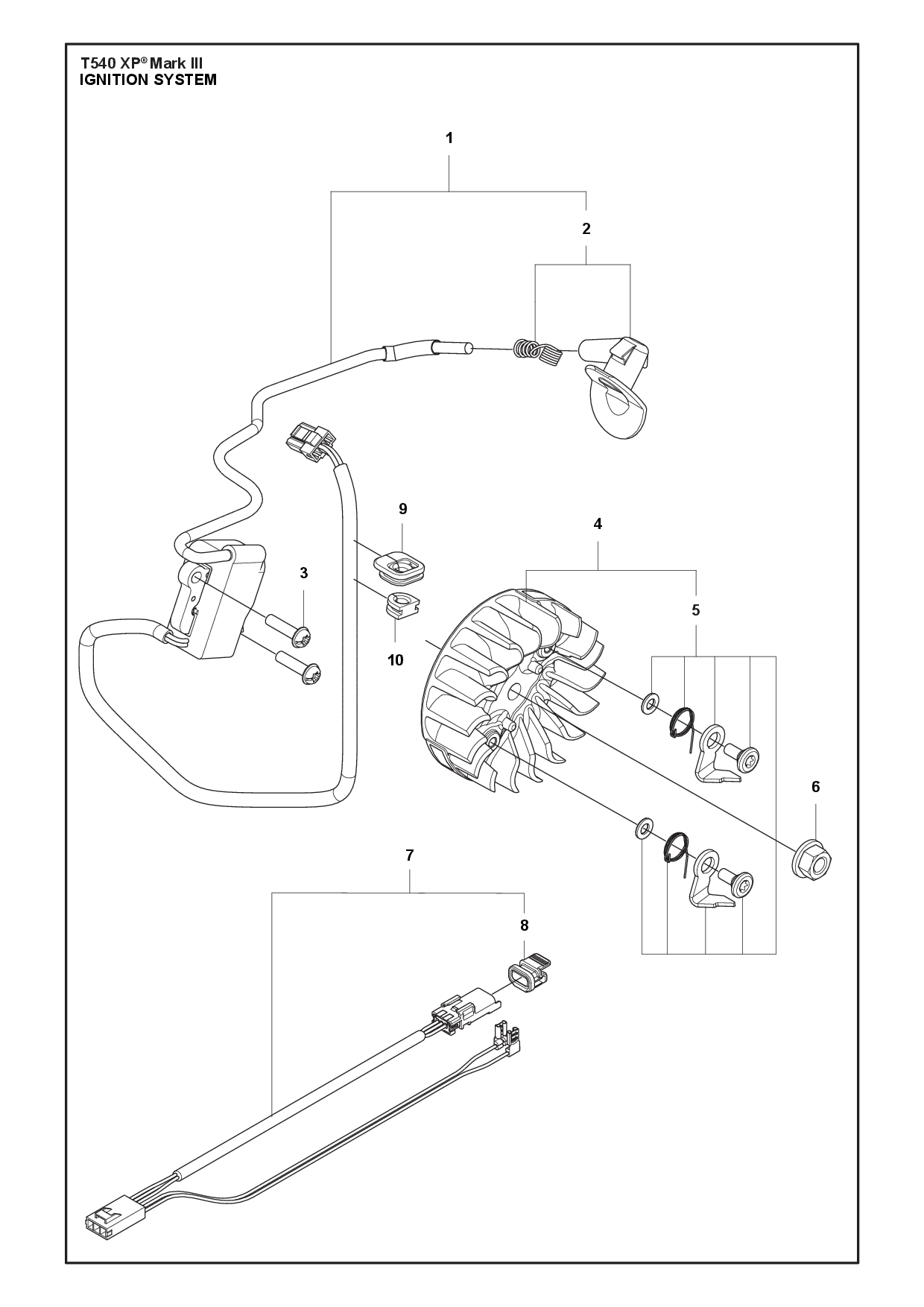 Despiece de SISTEMA DE ENCENDIDO — Motosierra T540 Mark III