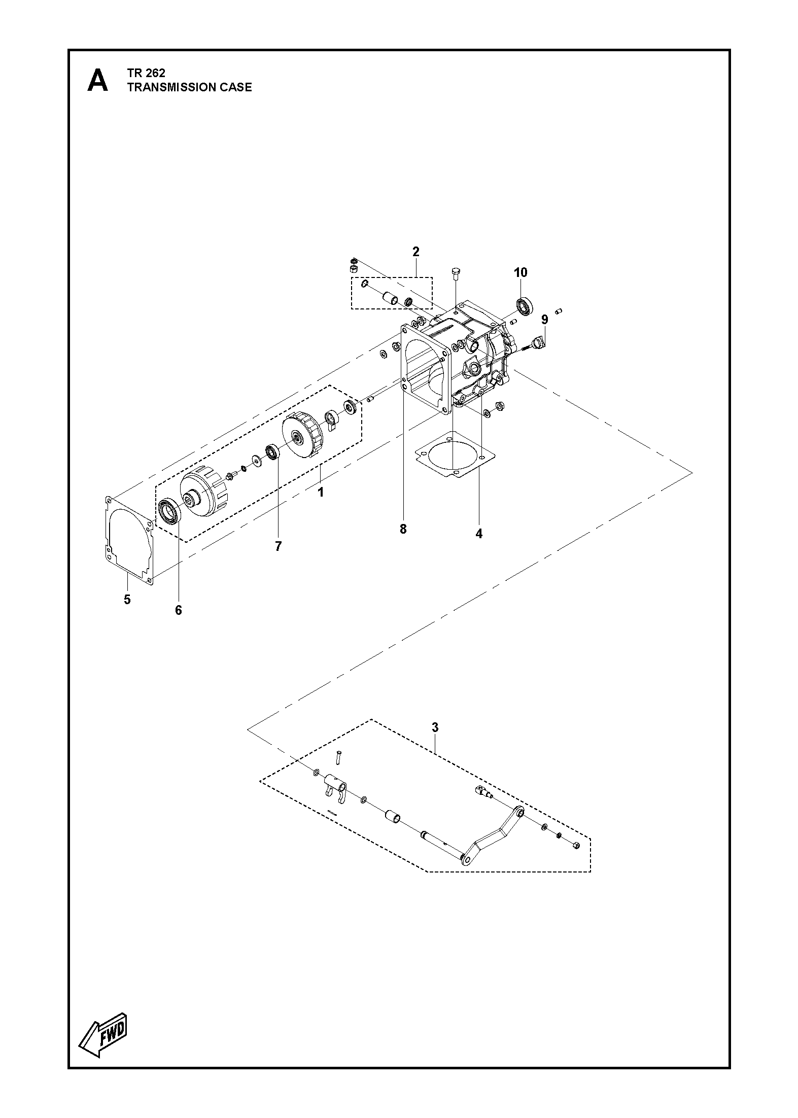 Despiece de TRANSMISSION CASE — Motocultivador TR 262