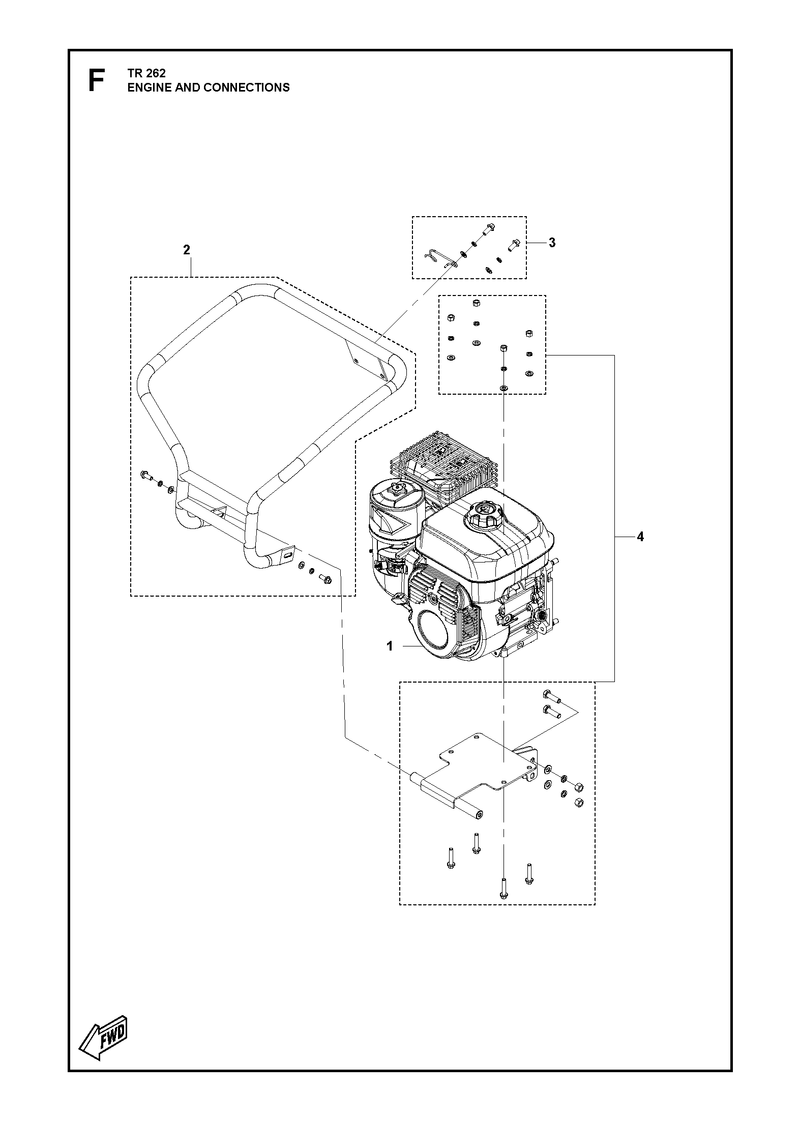 Despiece de ENGINE AND CONNECTIONS — Motocultivador TR 262