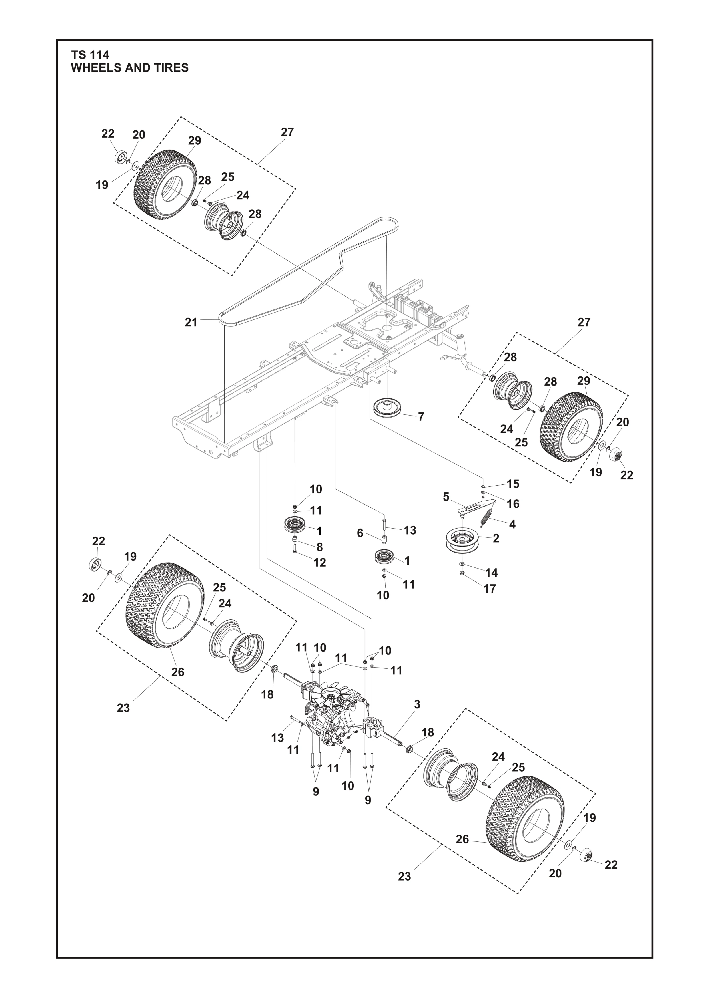 Despiece de RUEDAS Y LLANTAS — Minitractor TS 114