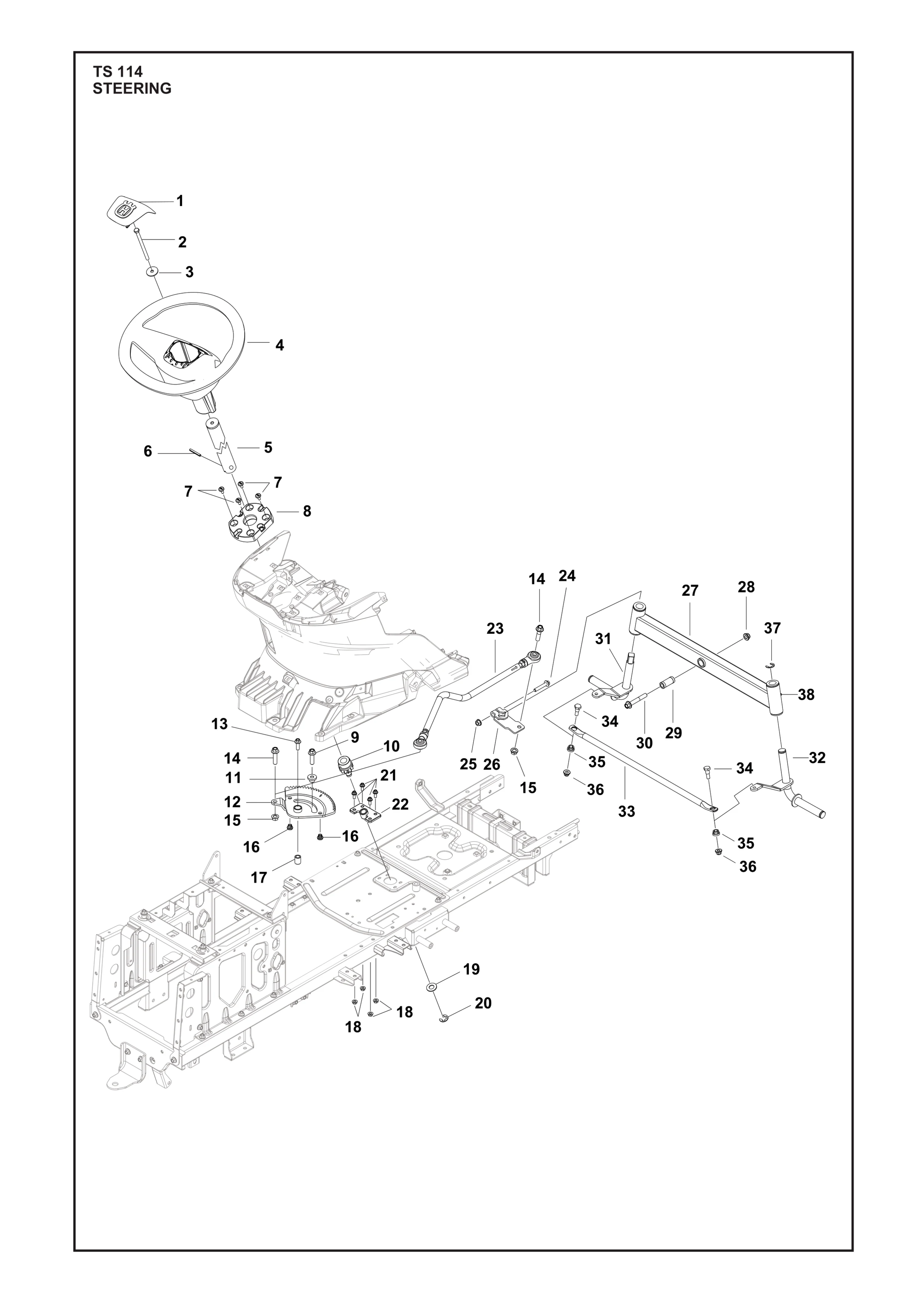 Despiece de DIRECCIÓN — Minitractor TS 114