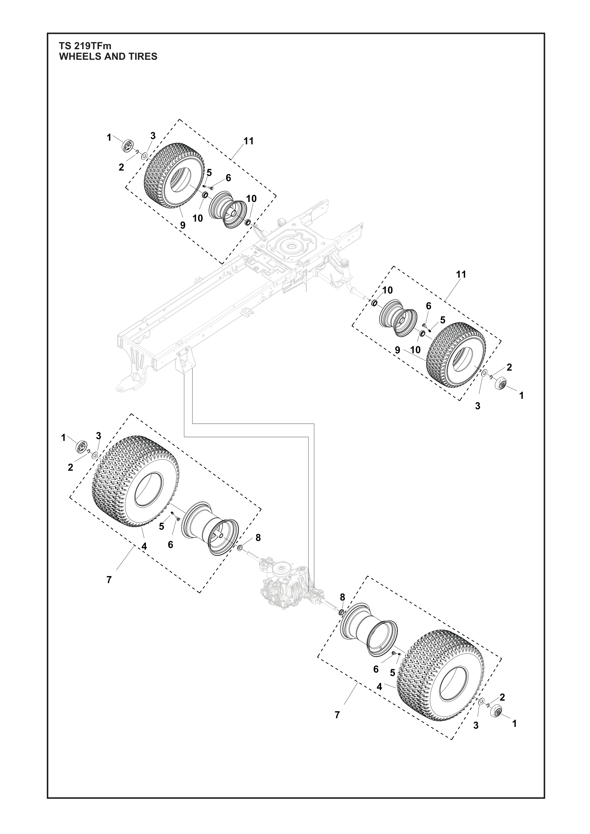 Despiece de RUEDAS Y LLANTAS — Minitractor TS 219 TFM