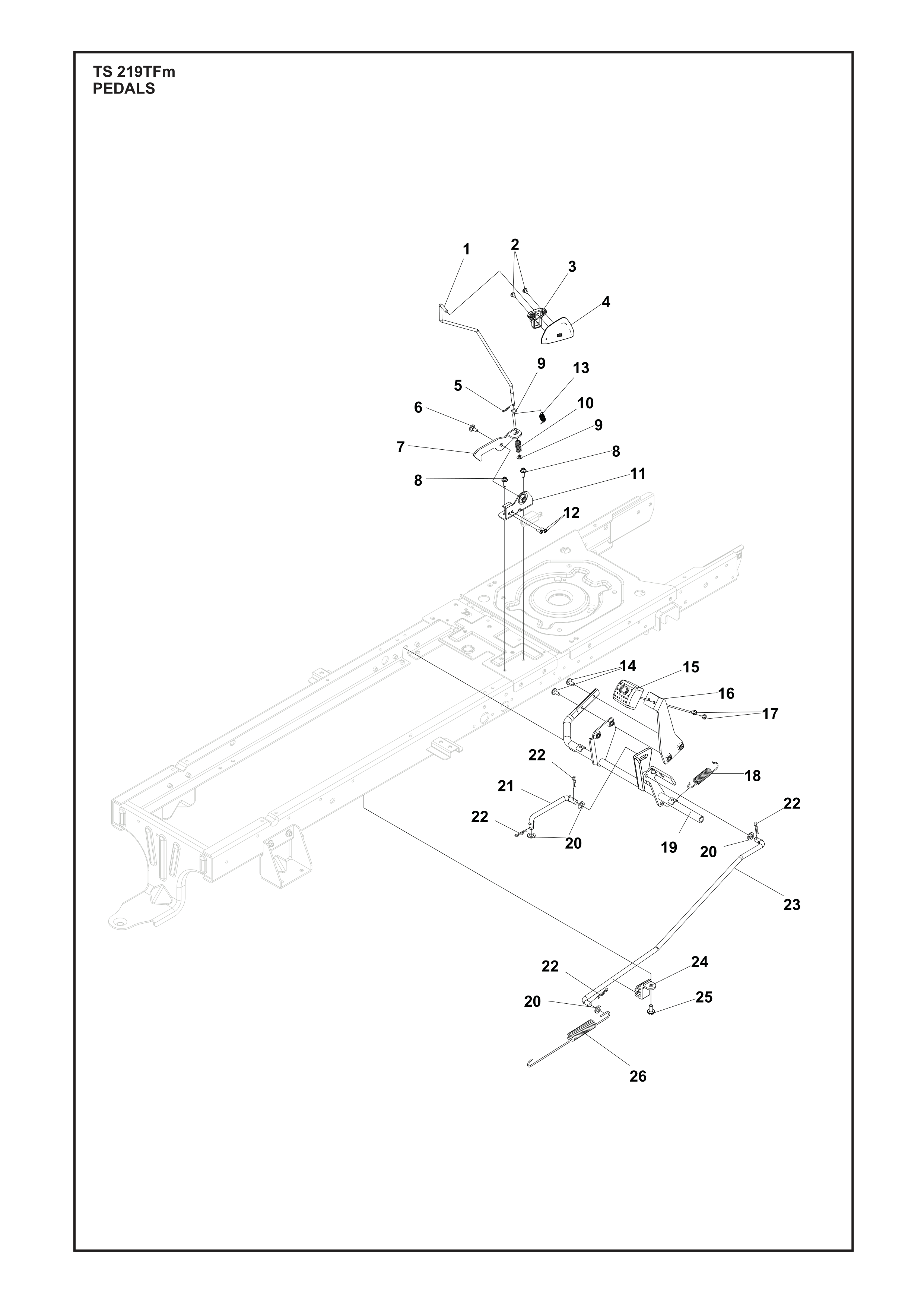 Despiece de PEDALES — Minitractor TS 219 TFM