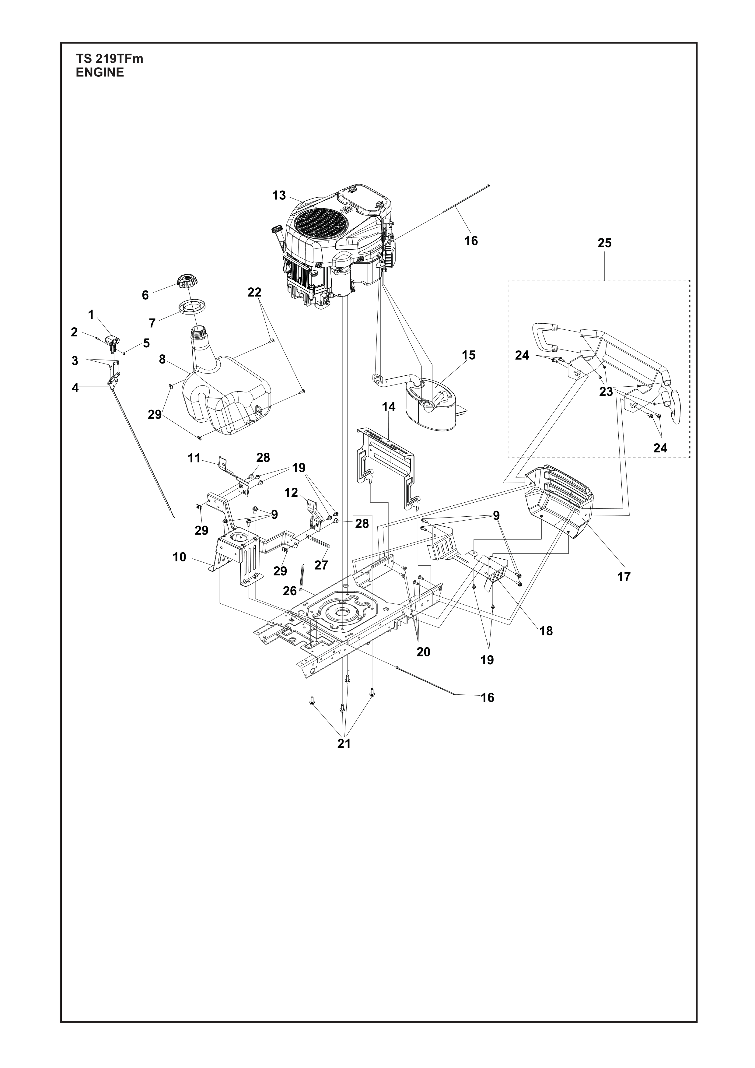 Despiece de MOTOR — Minitractor TS 219 TFM