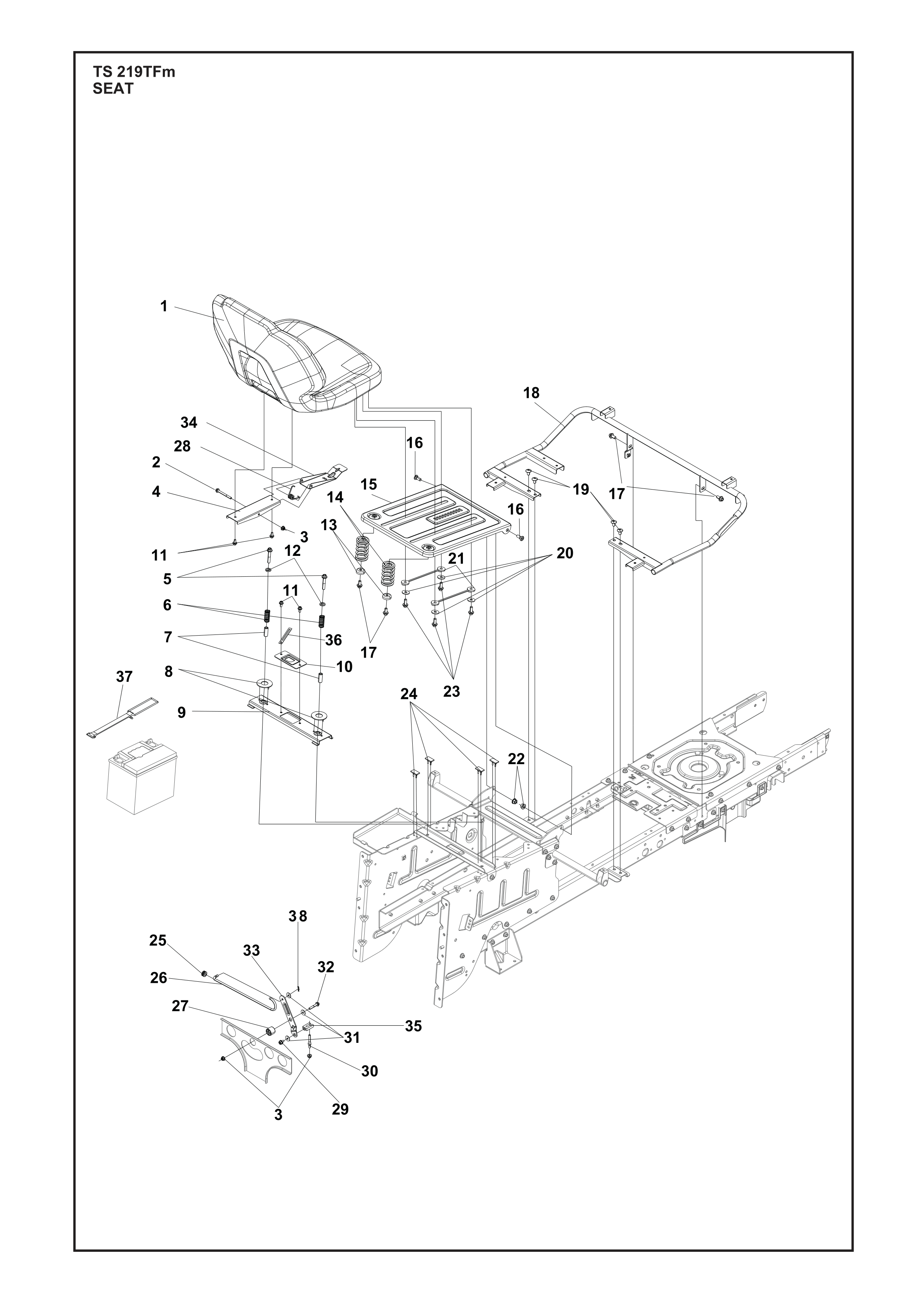 Despiece de ASIENTO — Minitractor TS 219 TFM