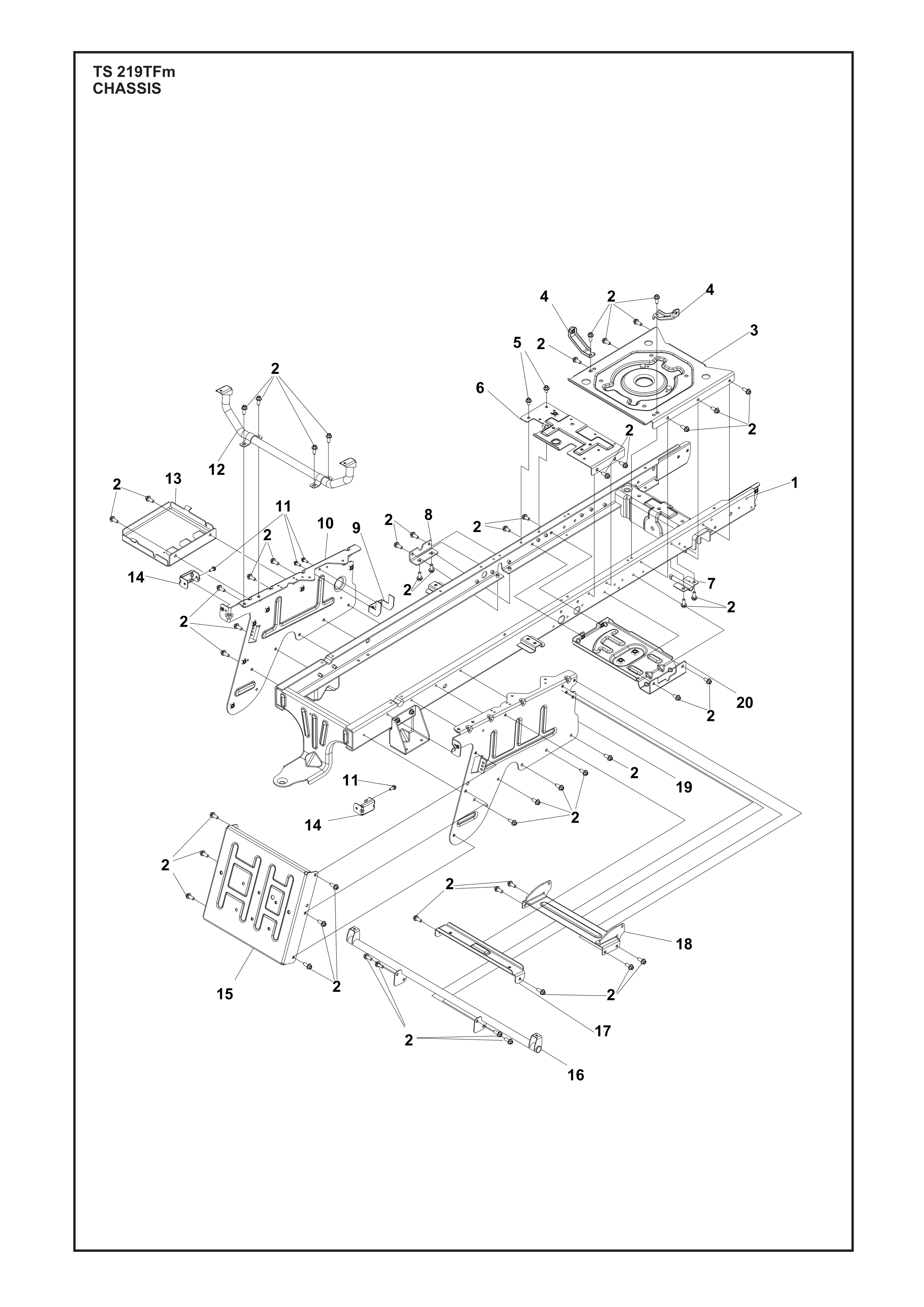 Despiece de CHASIS / ARMAZÓN — Minitractor TS 219 TFM